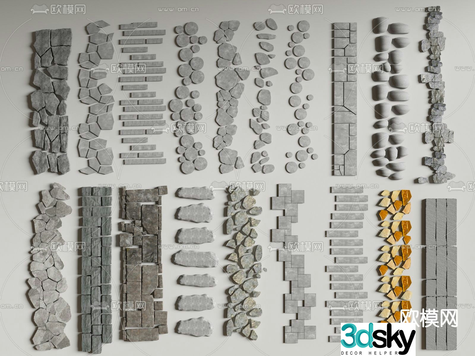Tingbu sketch bluestone slab gravel walk 3D model