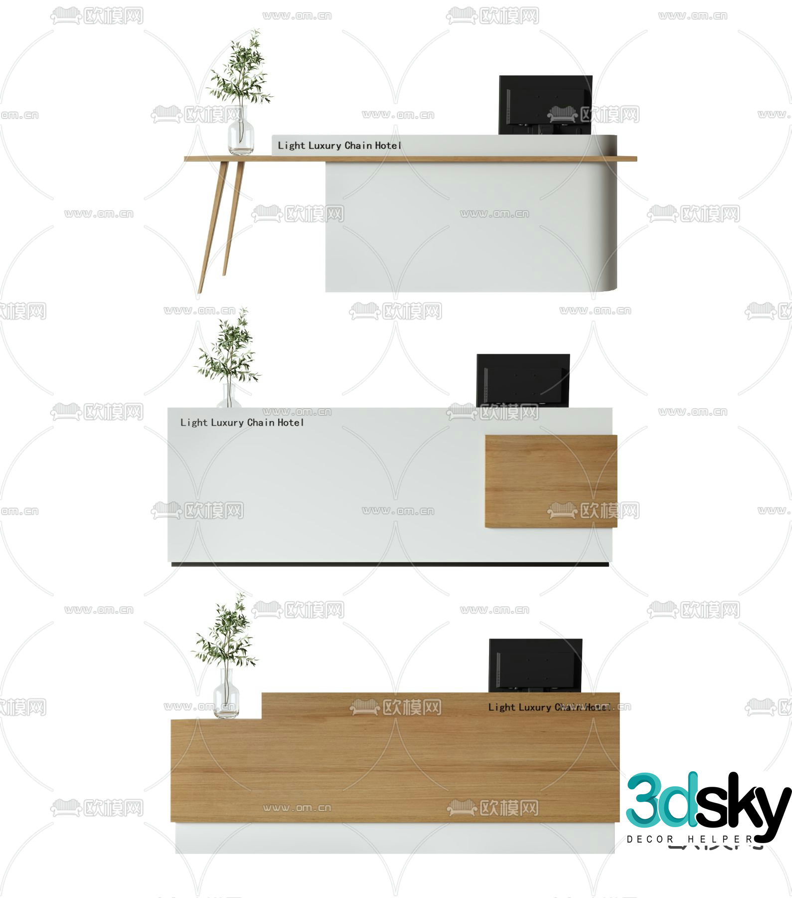Modern front desk reception desk service desk information desk 3d model