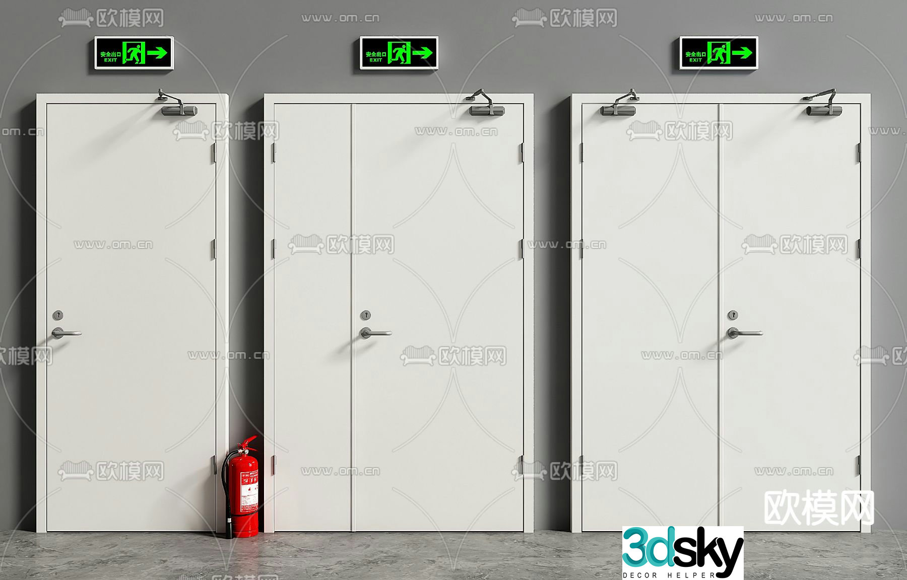 fire door fire door safety door safety exit 3d model
