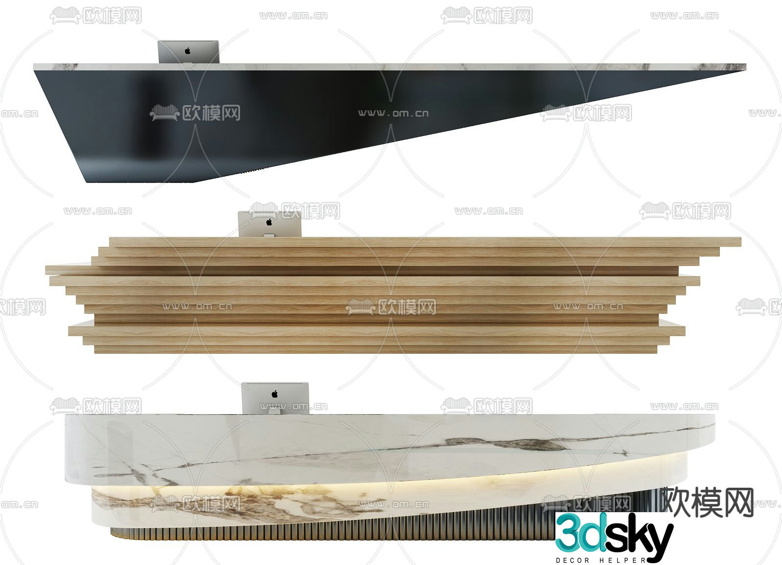 Front desk reception desk service desk information desk 3d model