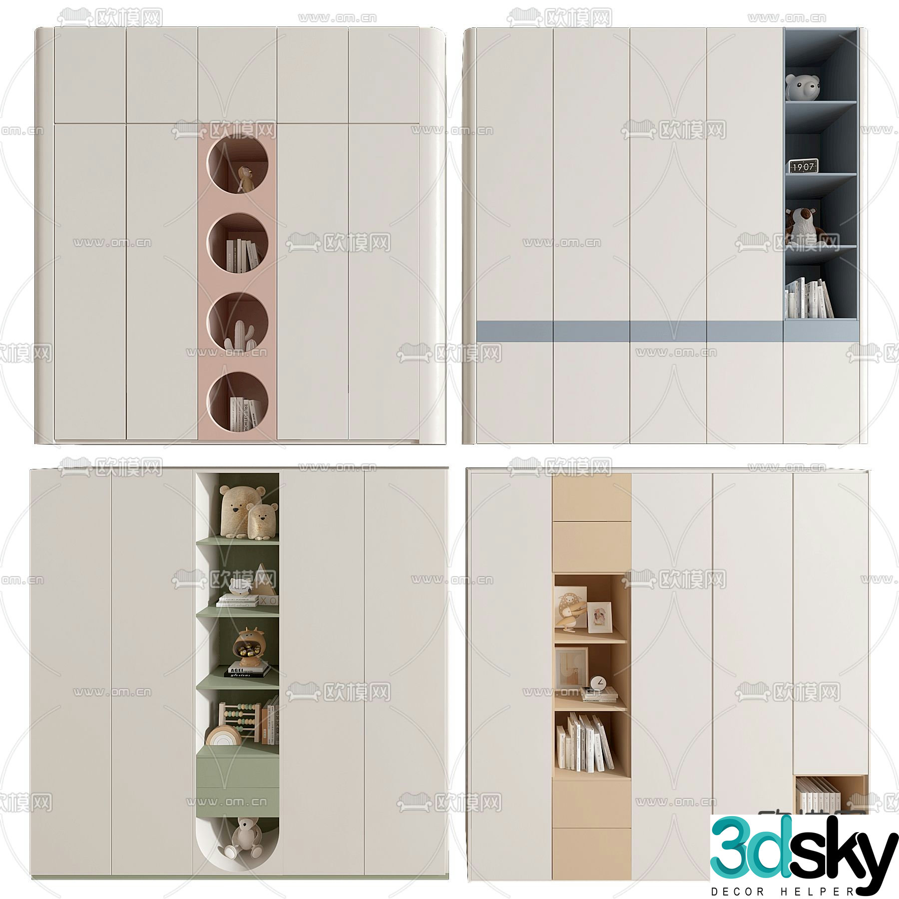 Children’s wardrobe storage cabinet 3d model