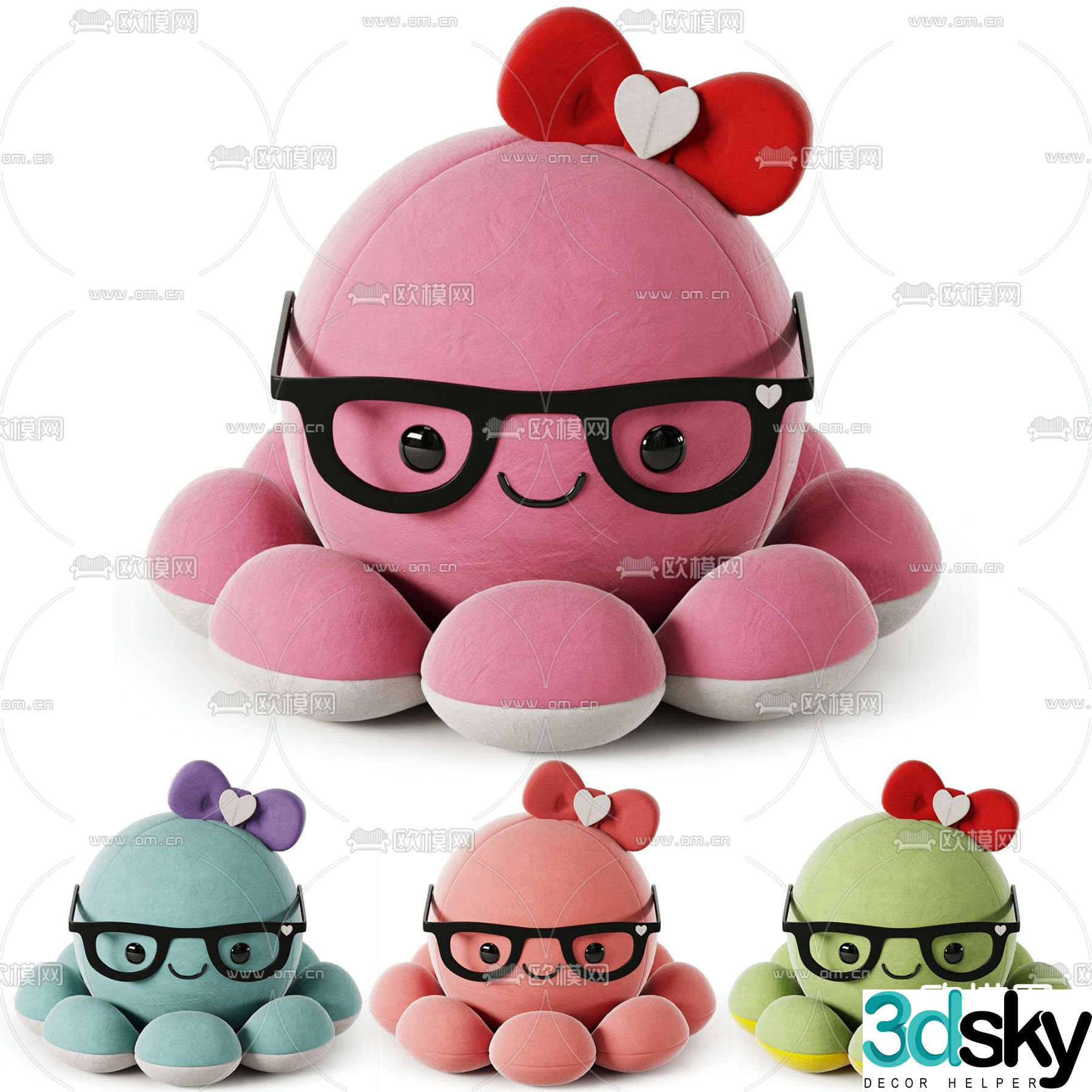 Moustache octopus doll doll toy 3d model