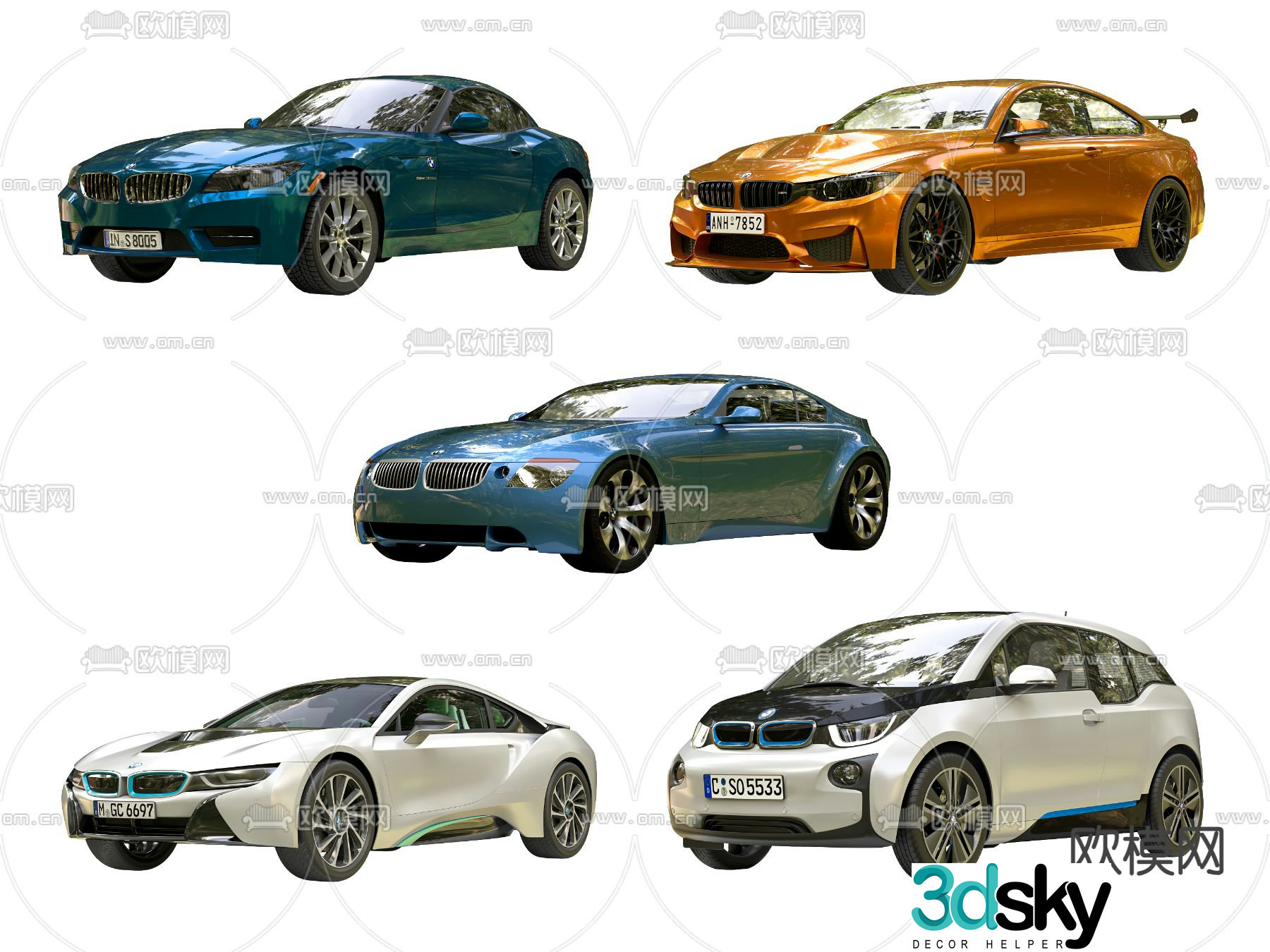 bmw car sedan electric car 3d model