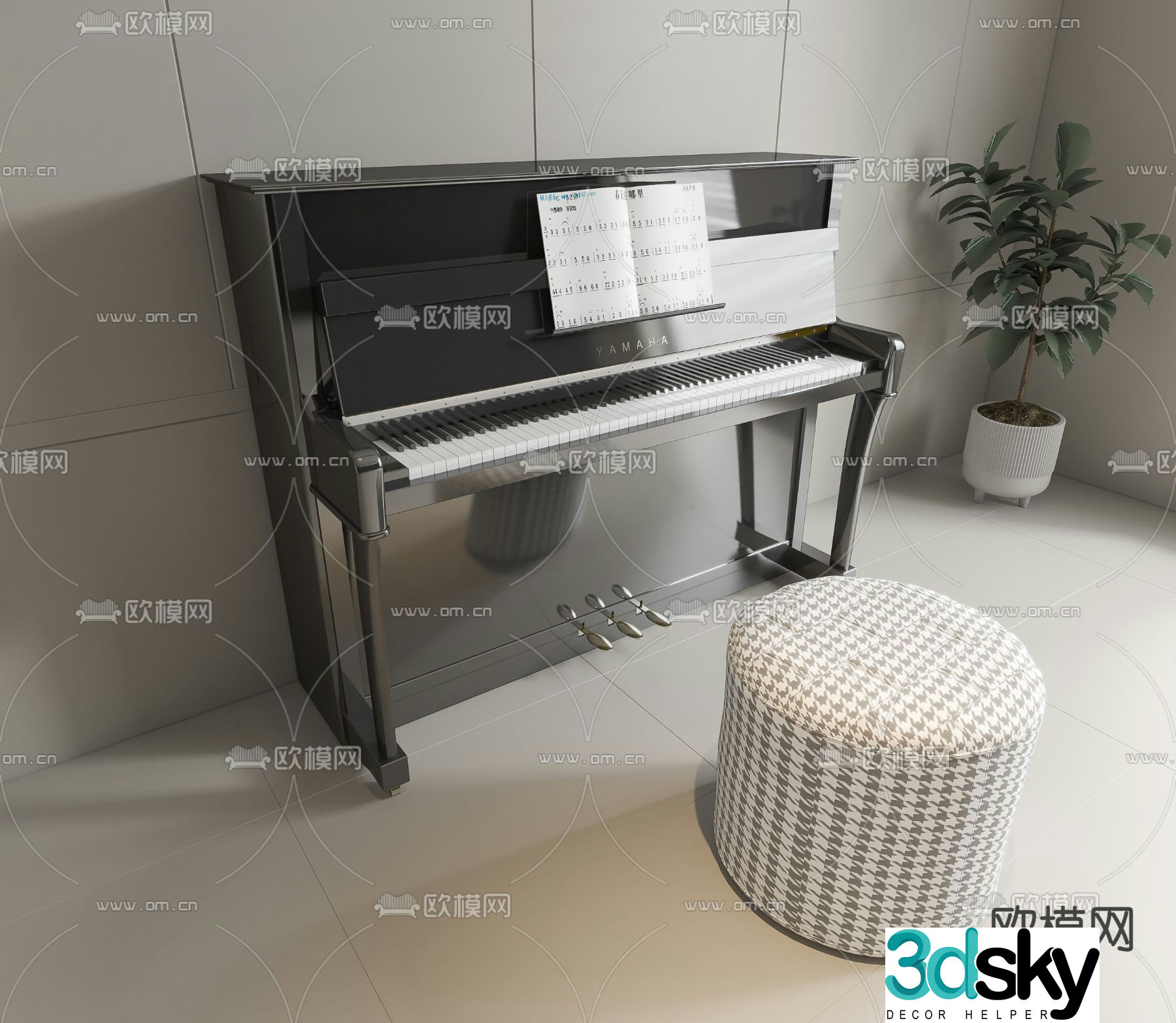 piano electronic keyboard 3d model