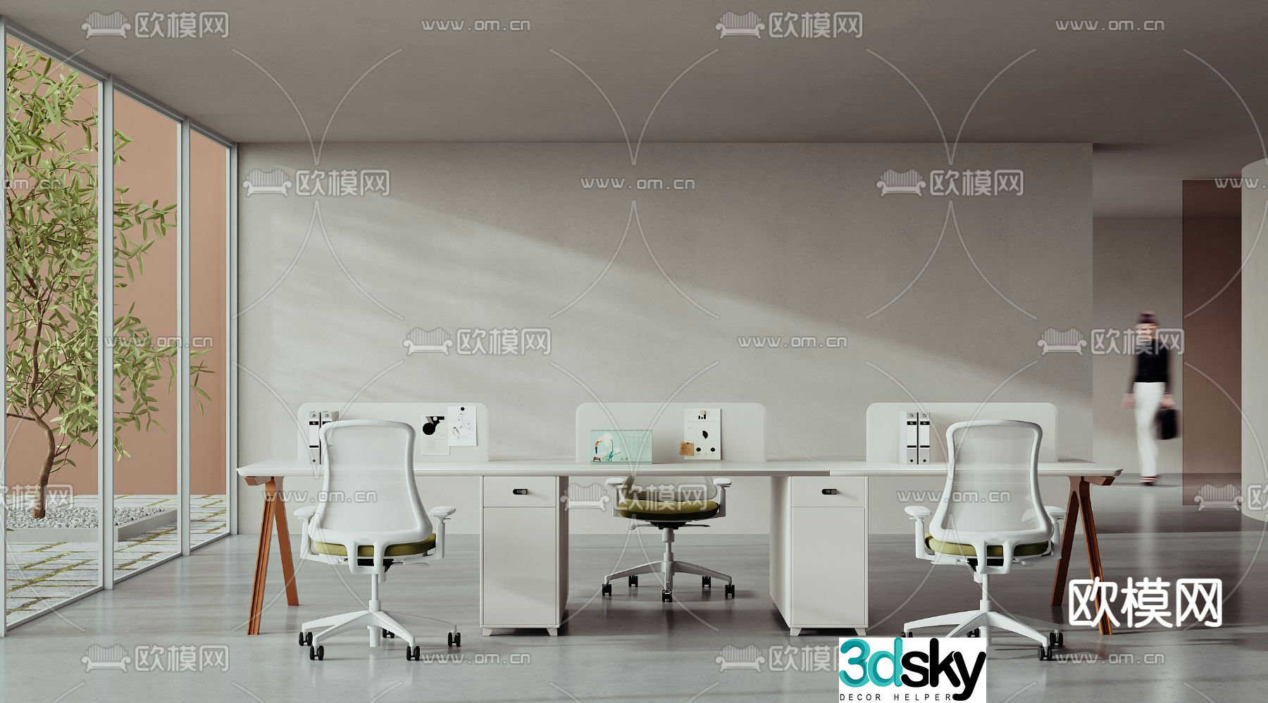 Card space desk workstation staff table 3D model