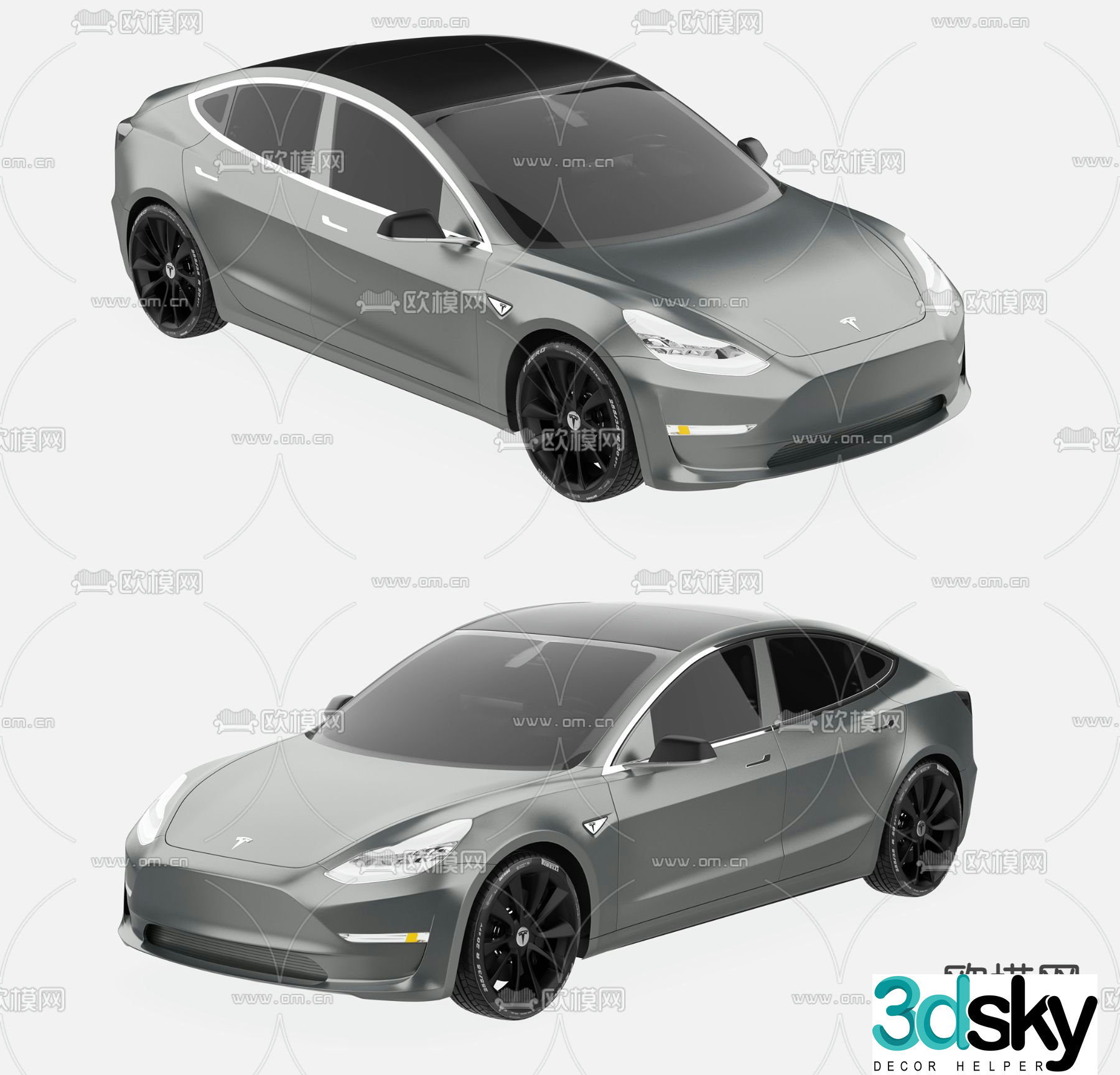 Tesla car sedan 3d model
