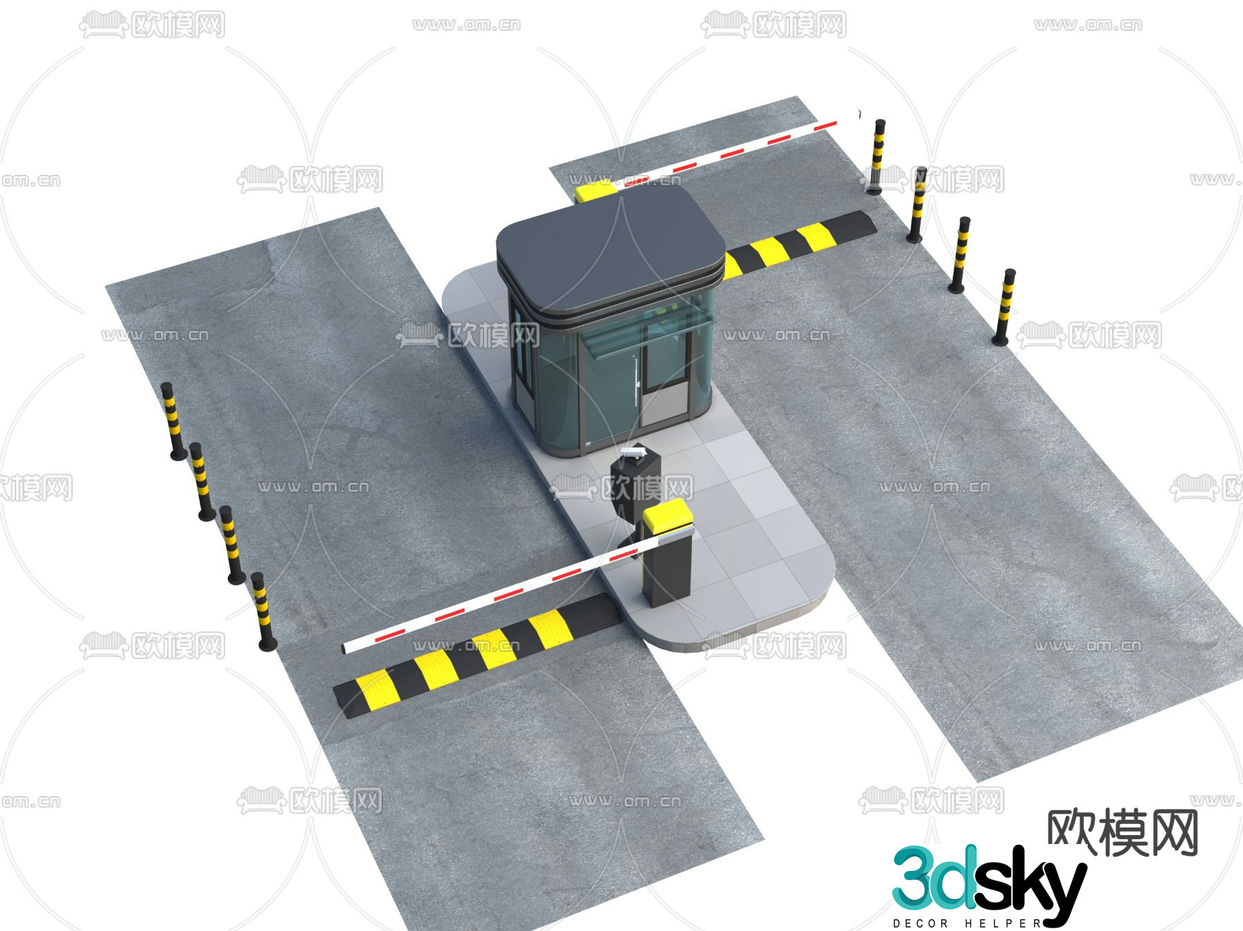 Barrier lift pole 3D model