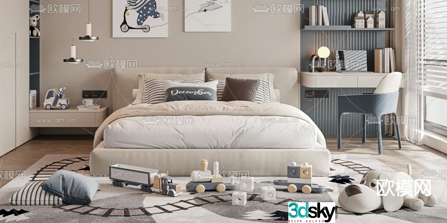children’s bed child’s bed double bed 3d model
