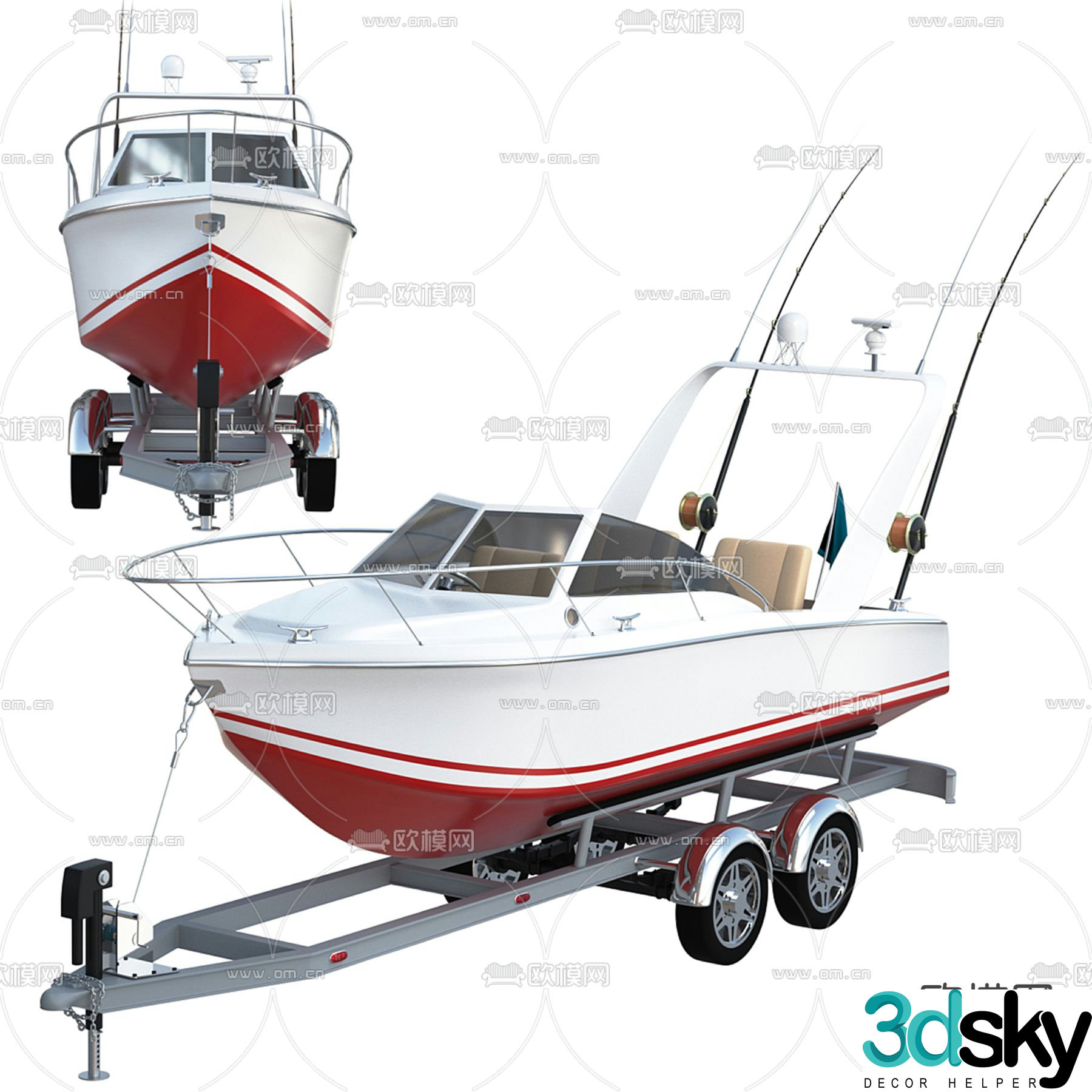 yacht fishing boat 3d model