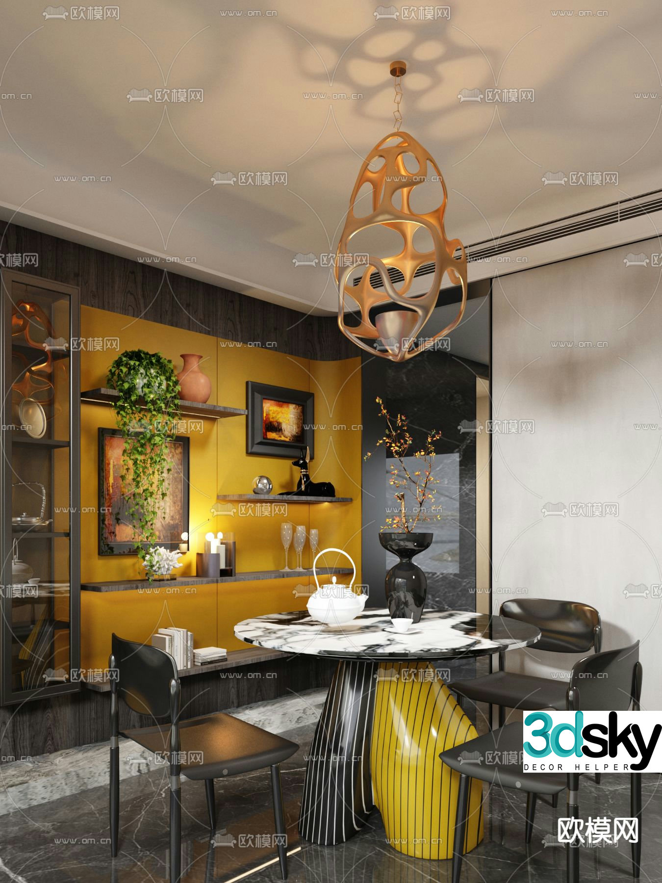 Dimensional design postmodern restaurant 3d model