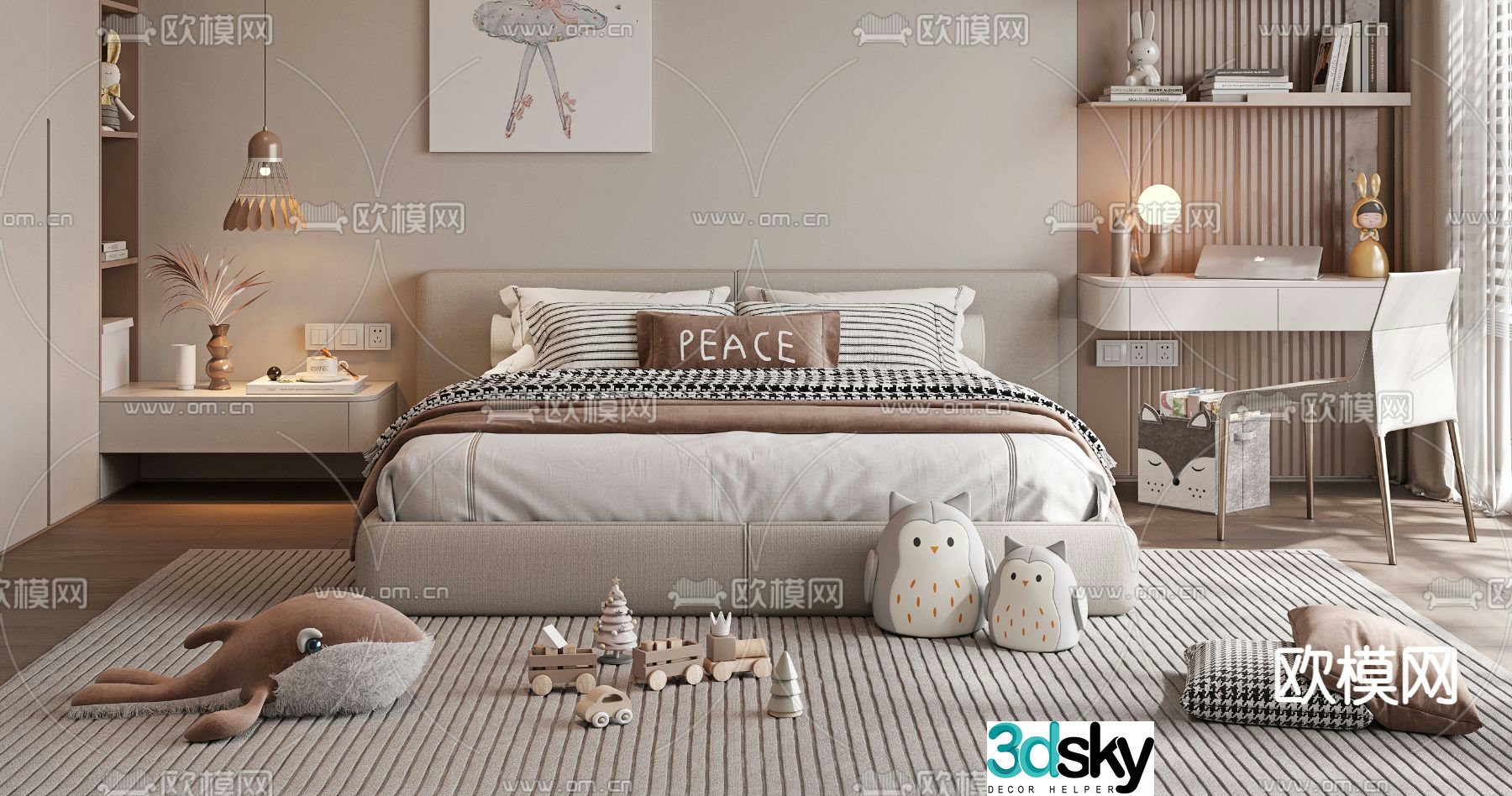 children’s bed child’s bed double bed 3d model