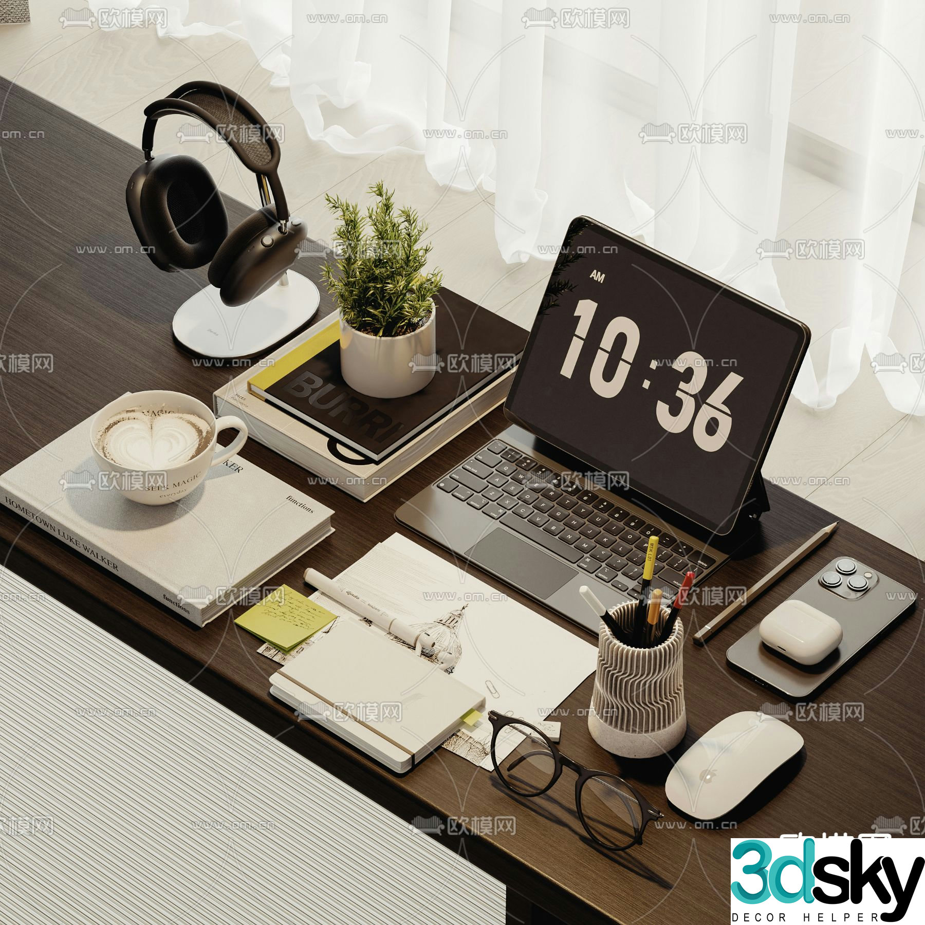 Office supplies computer pen holder stationery 3d model