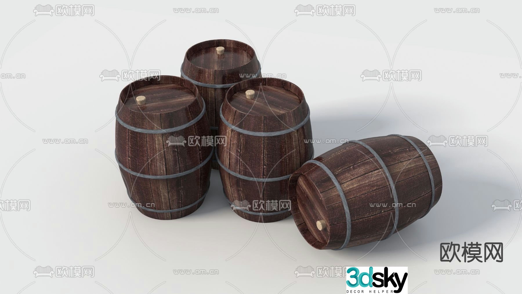 Modern wooden barrel wine barrel 3d model