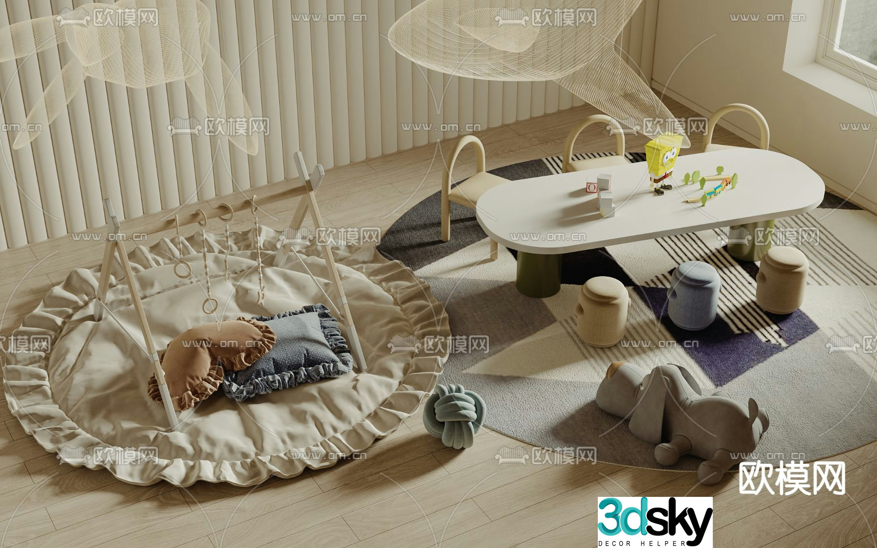 Children’s table and chair toys 3d model