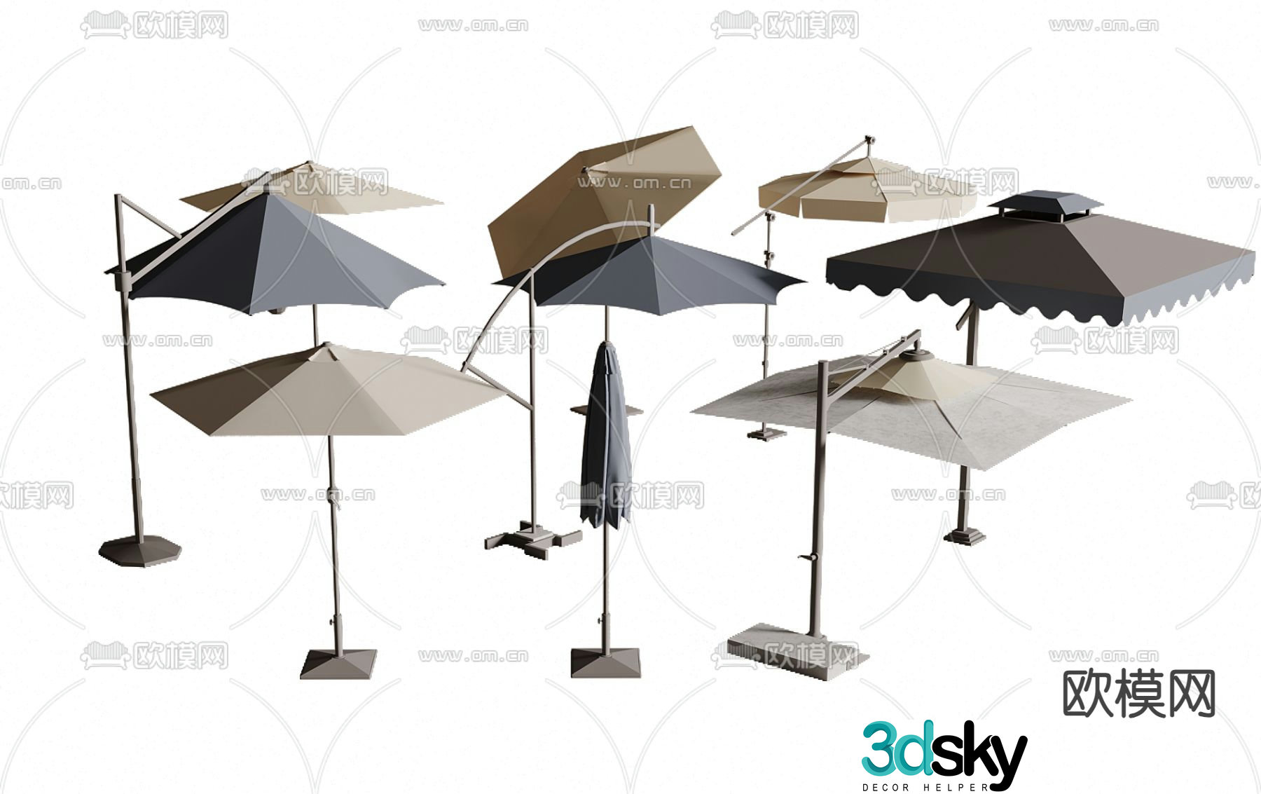 Outdoor umbrella, parasol, folding umbrella 3d model