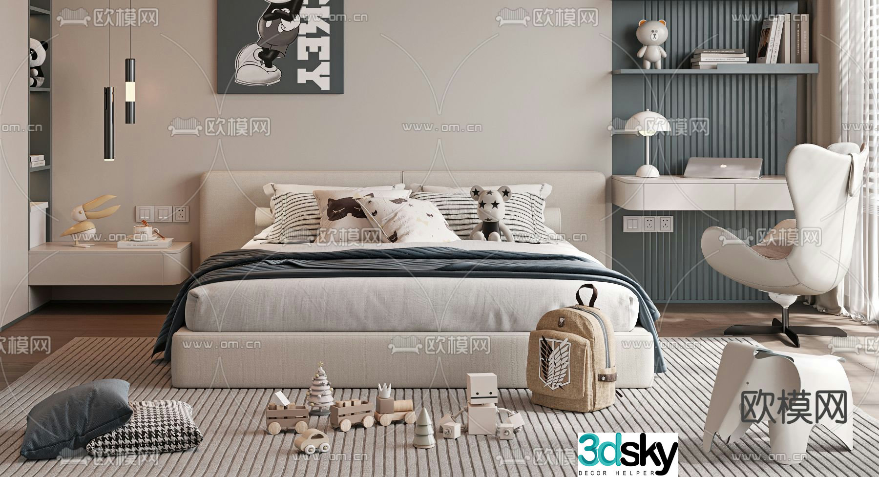 children’s bed child’s bed double bed 3d model