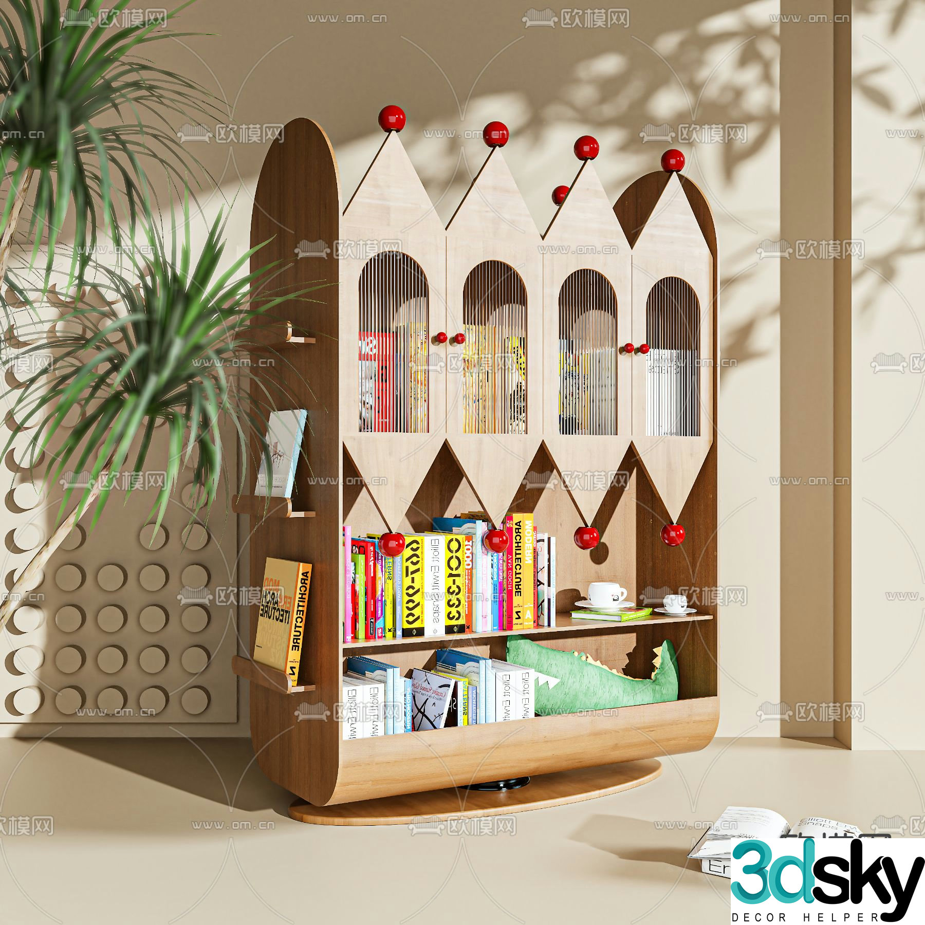 Children’s bookcase storage cabinet 3d model