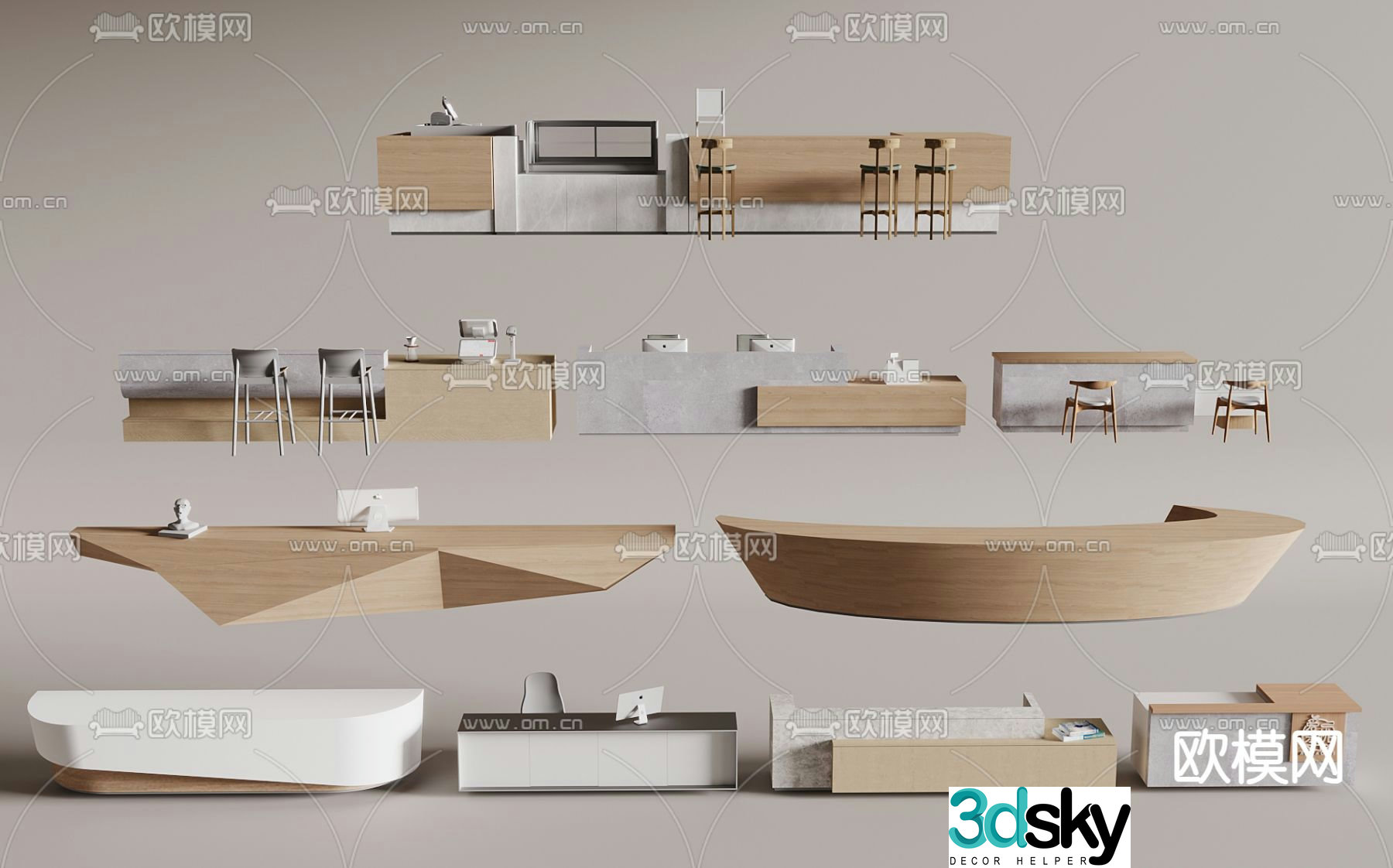 bar reception desk service desk front desk 3d model