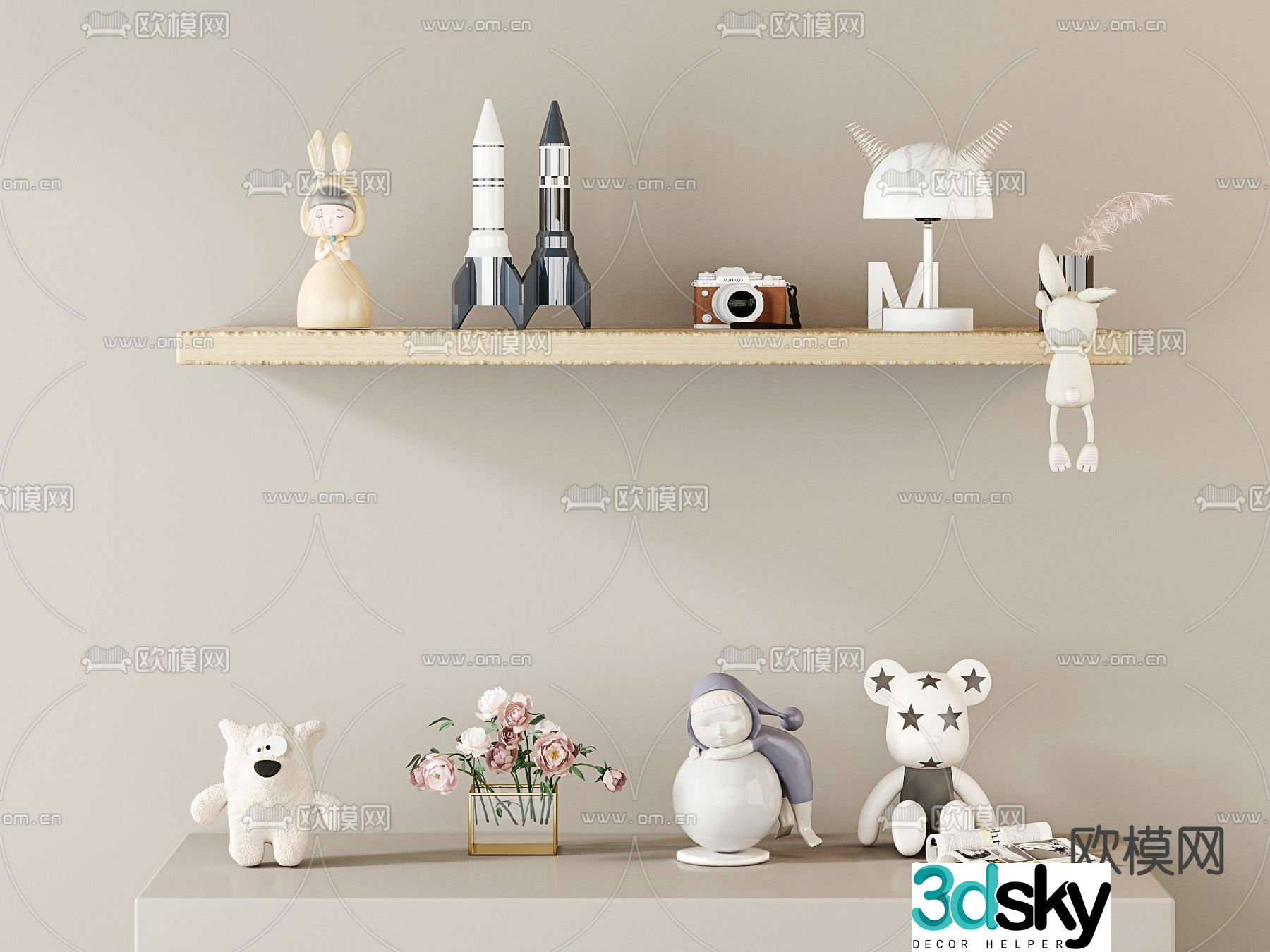 Children’s decorations ornaments hand-made toys sculptures camera 3D models