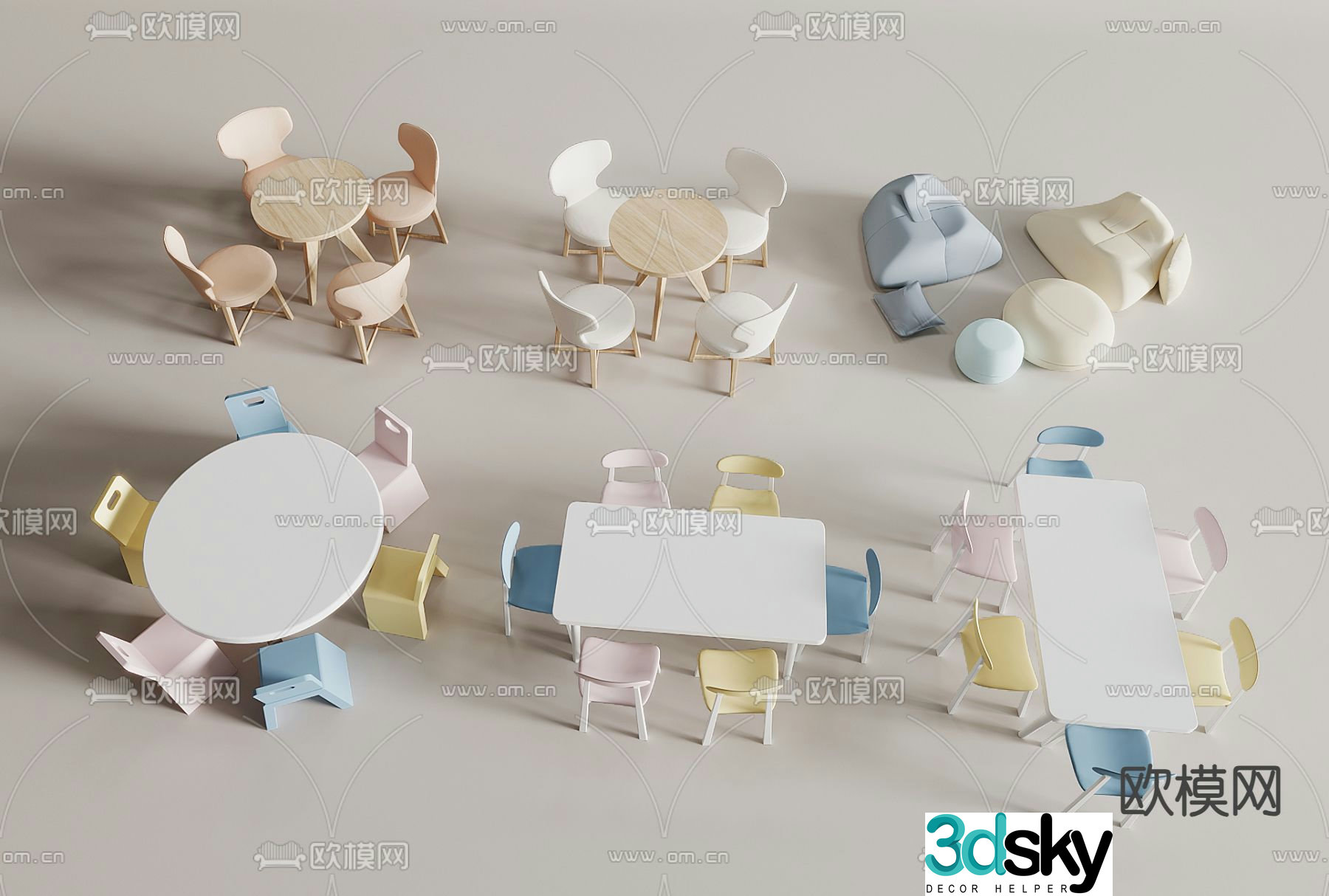 Desk children’s desk and chair 3d model