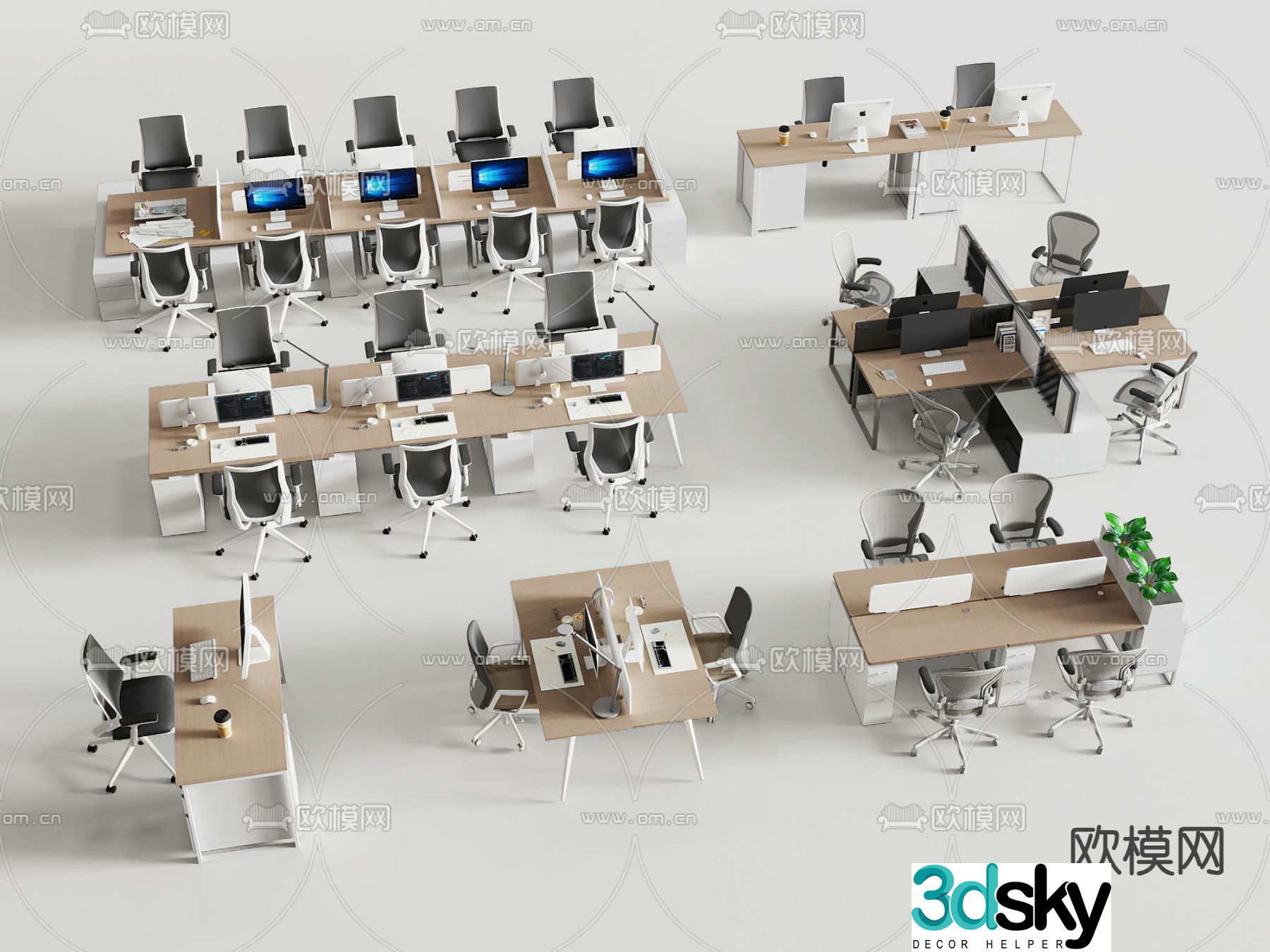 Workstation desk 3D model
