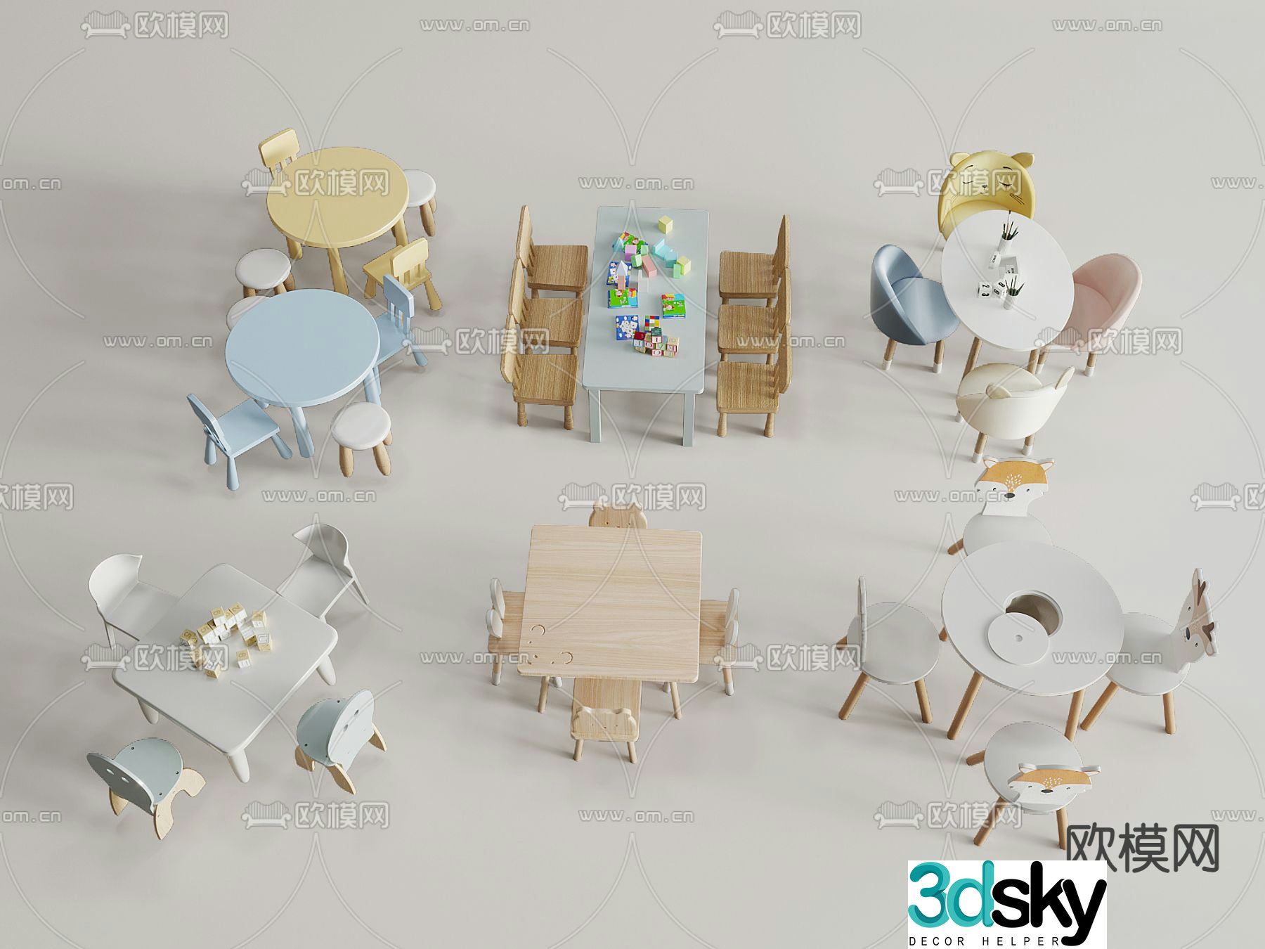 Desk children’s desk and chair 3d model