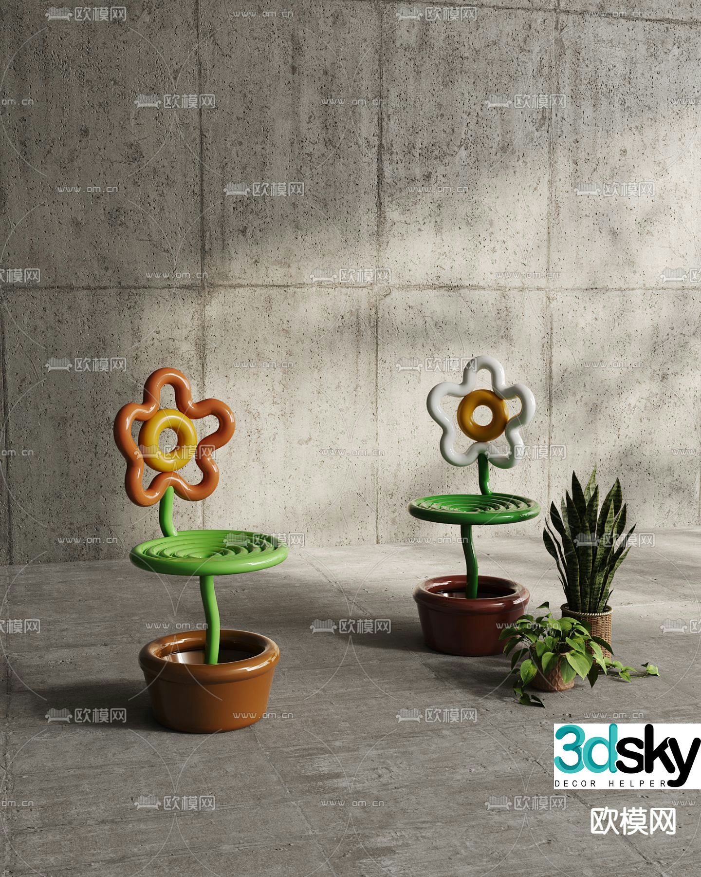 Flower chair children’s chair 3d model