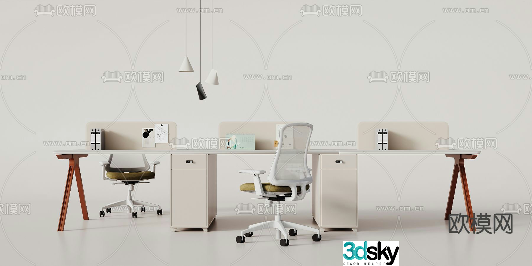 Card space desk workstation 3D model