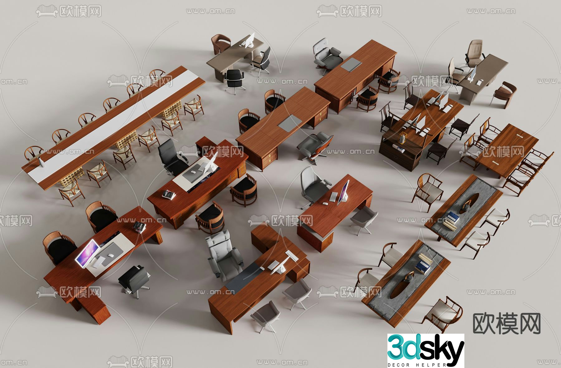 New Chinese style executive desk executive desk conference table 3D model