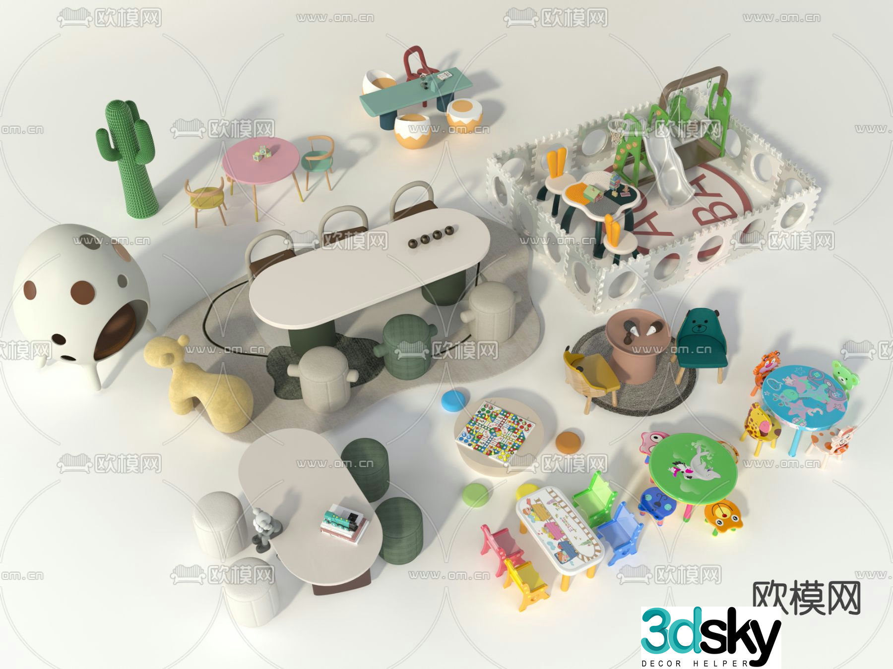 Children’s table game table 3d model