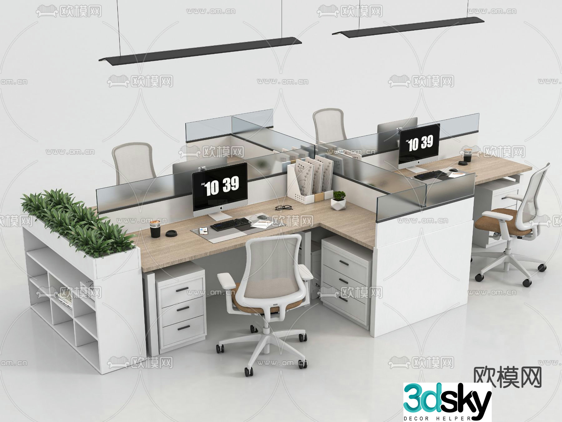 Card space desk workstation 3D model