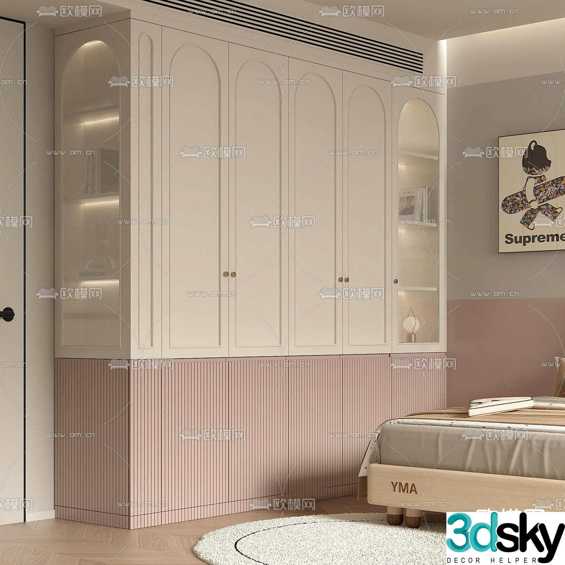 Cream style wardrobe children’s wardrobe 3d model