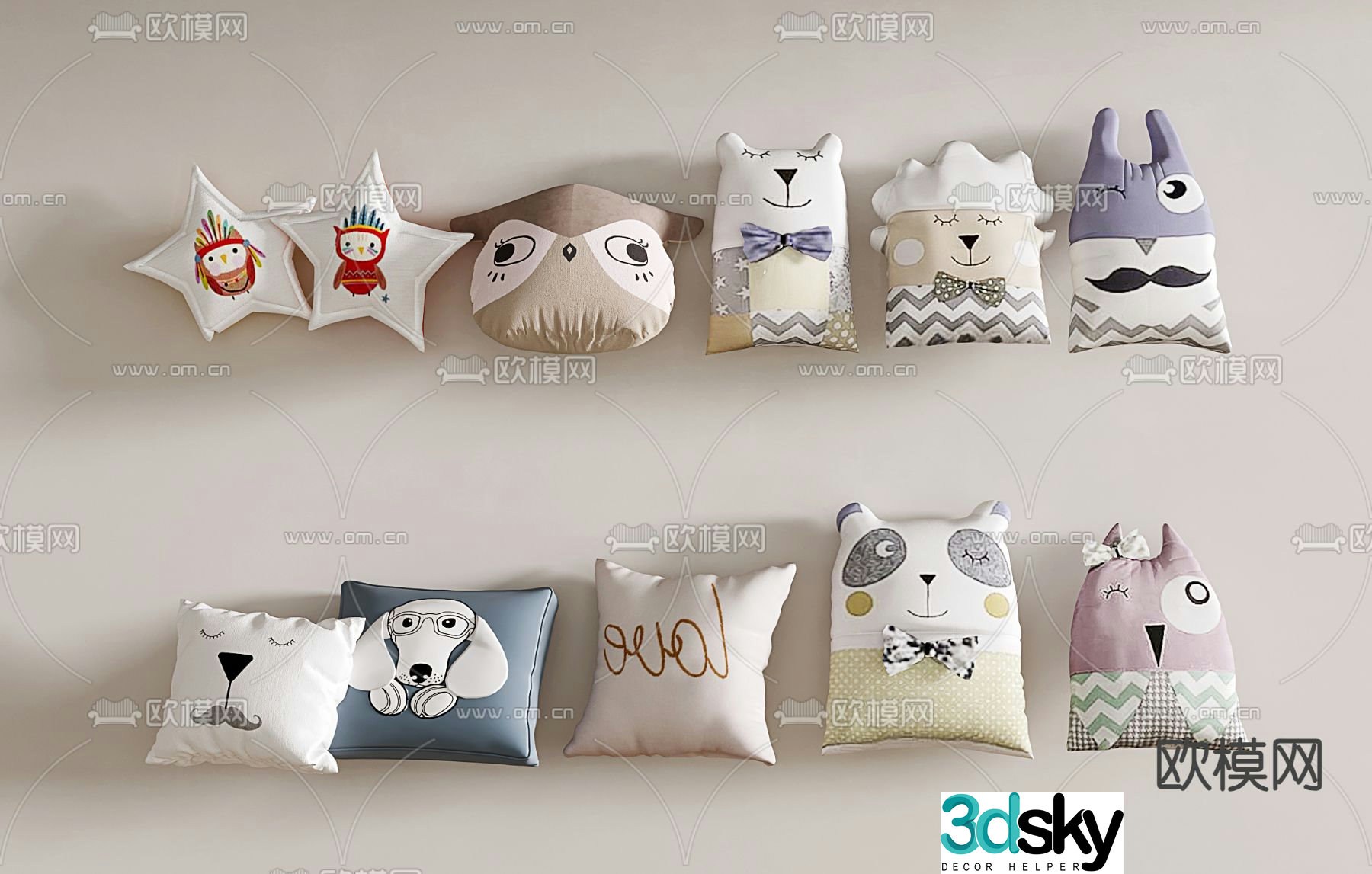 Children’s pillow cartoon pillow 3d model