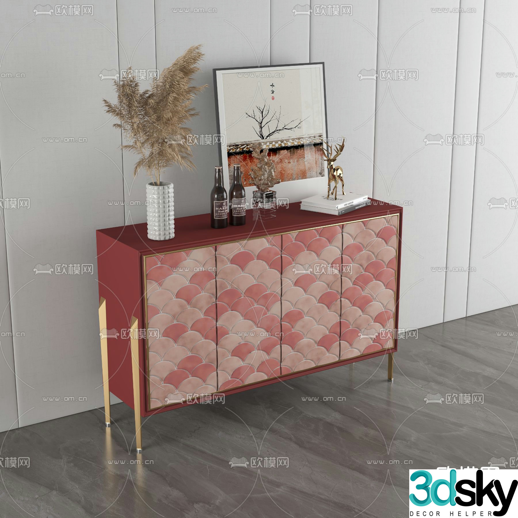 Side cabinet entrance cabinet end view cabinet 3D model