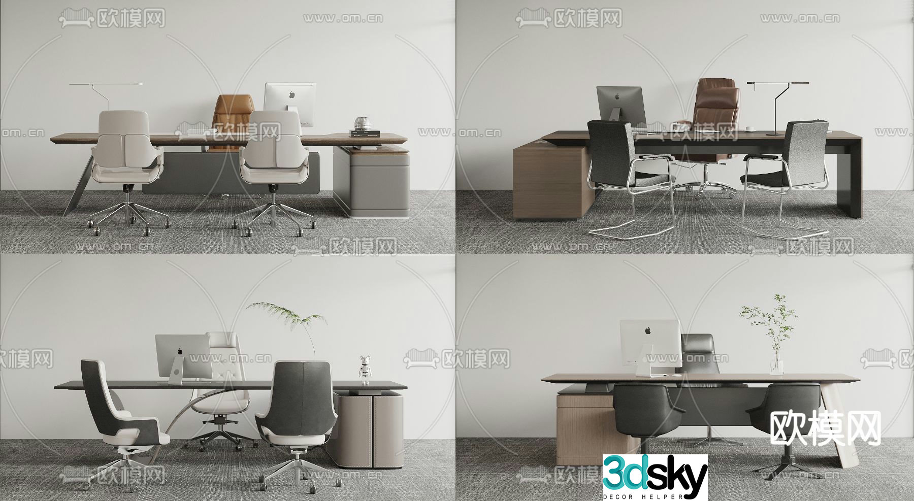 Desk table office desk boss desk supervisor desk 3D model