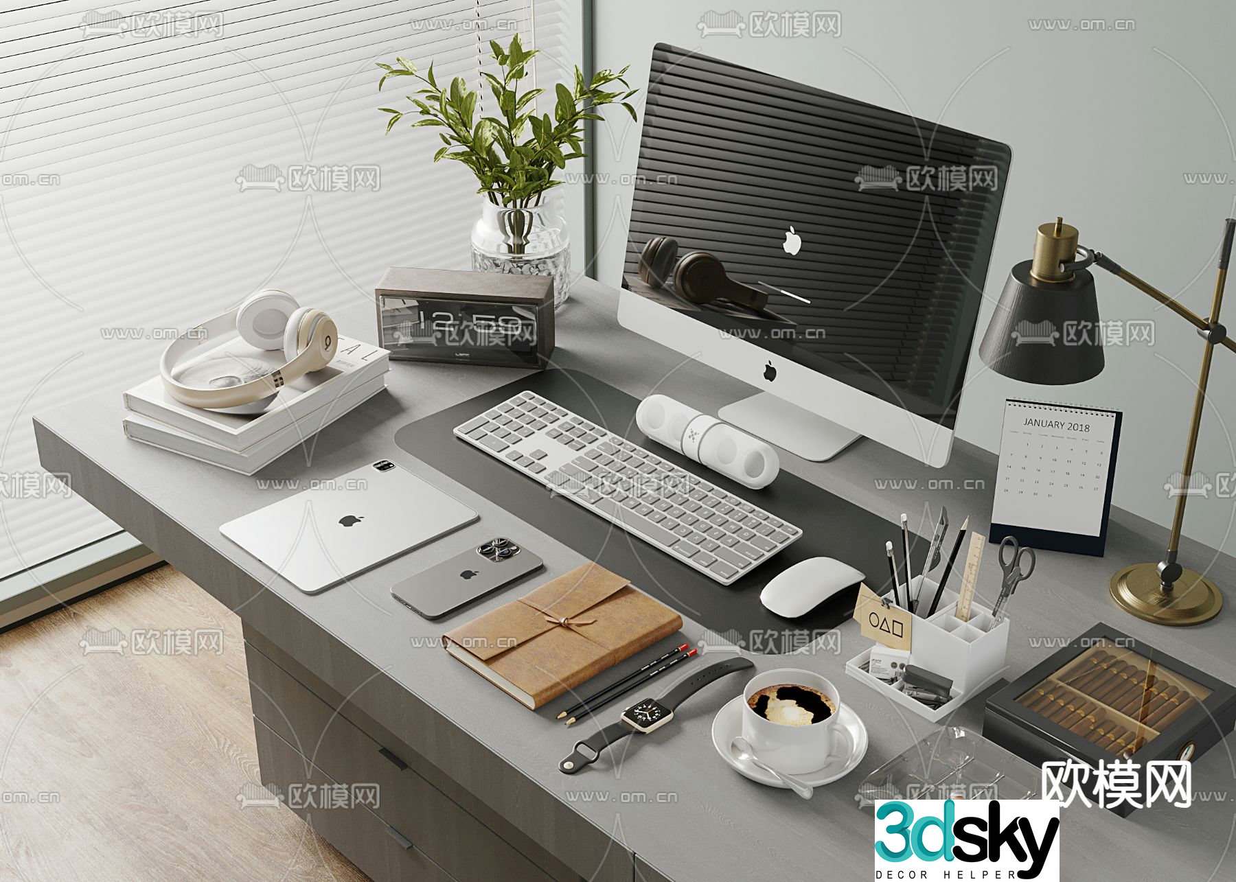 Office accessories computer tablet pen holder stationery 3d model