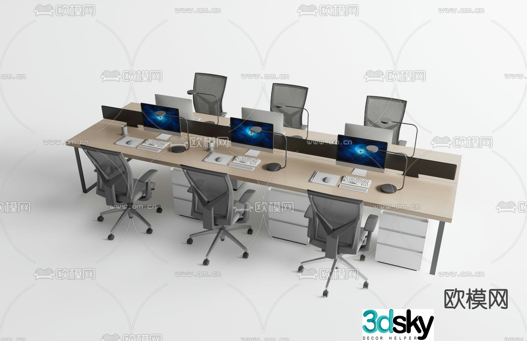 Card space desk workstation 3D model