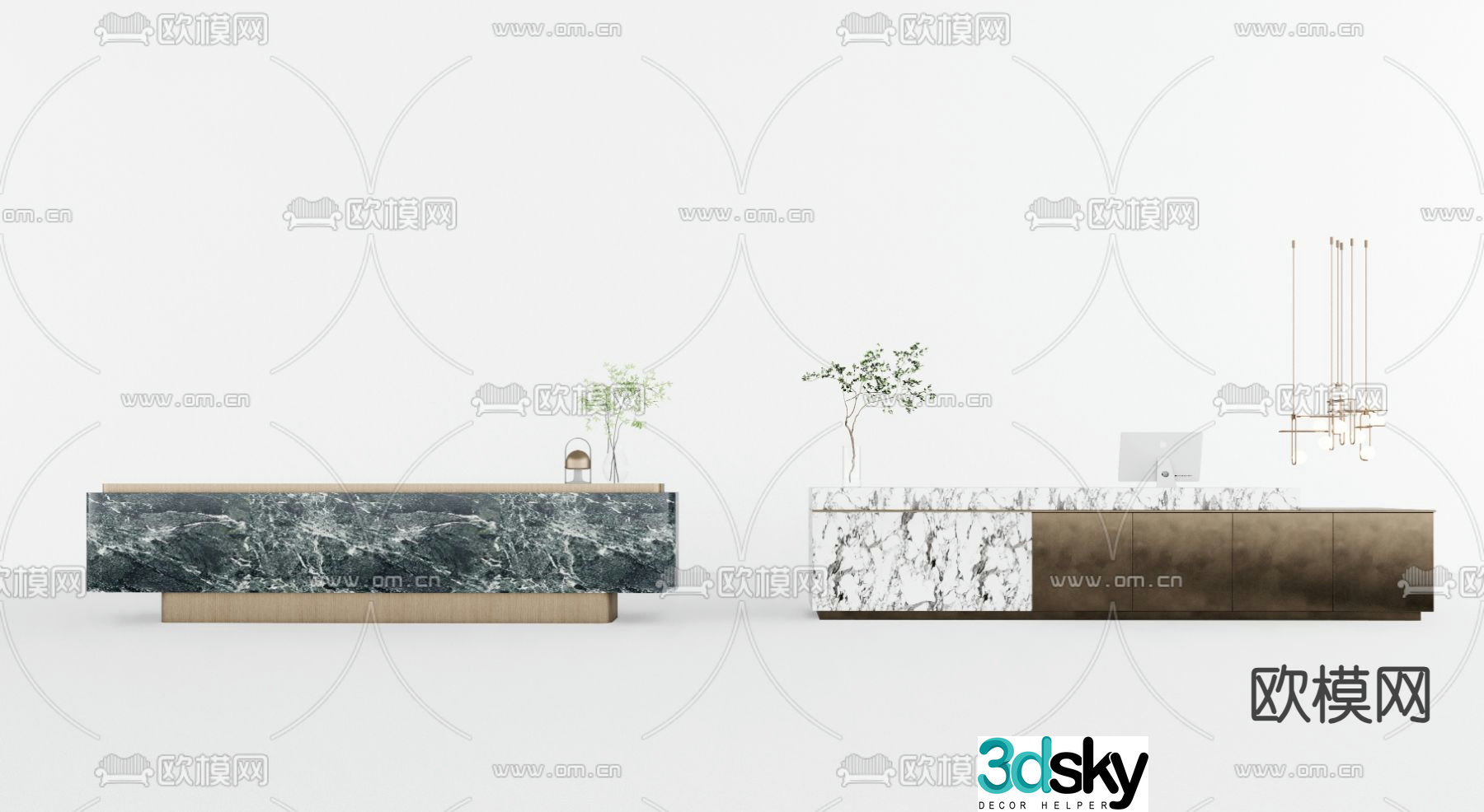 Modern front desk reception desk information desk service desk 3d model