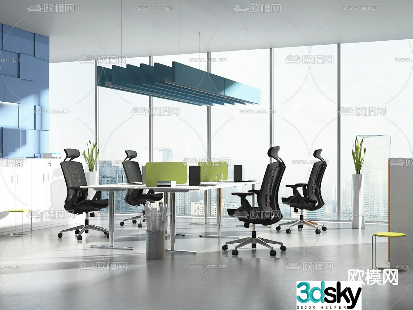Card space desk workstation 3D model