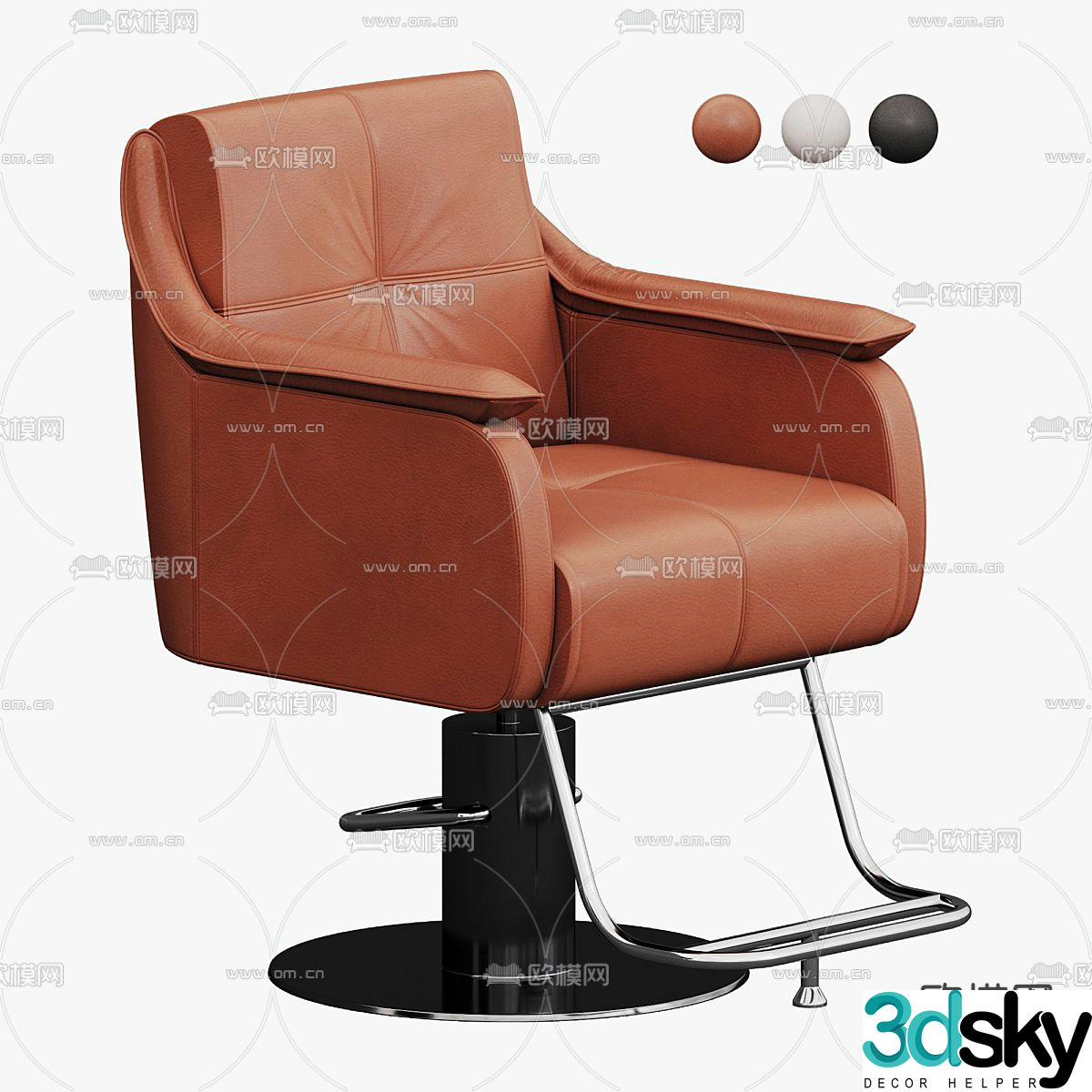 Leather barber chair 3d model