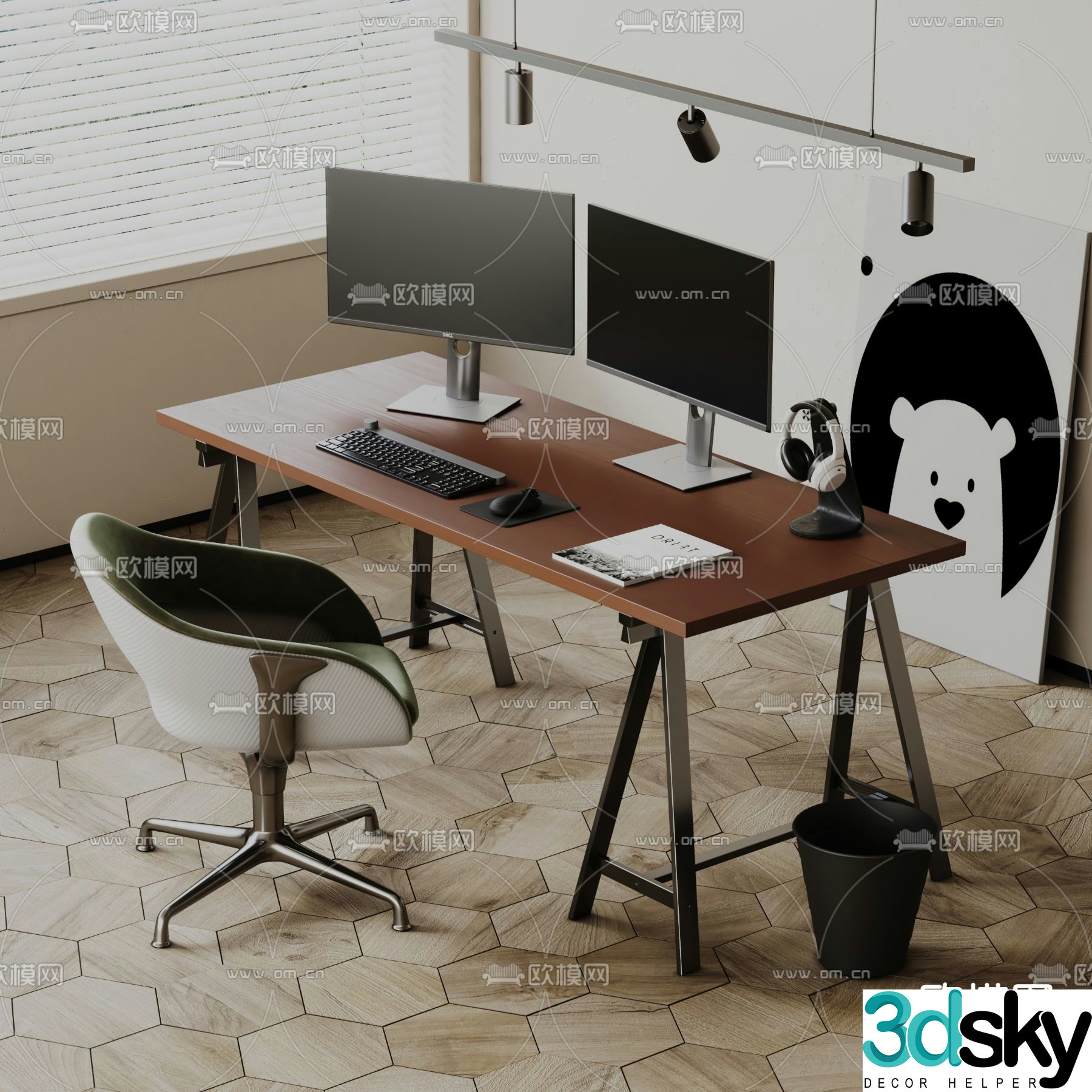 office desk computer desk desk 3d model