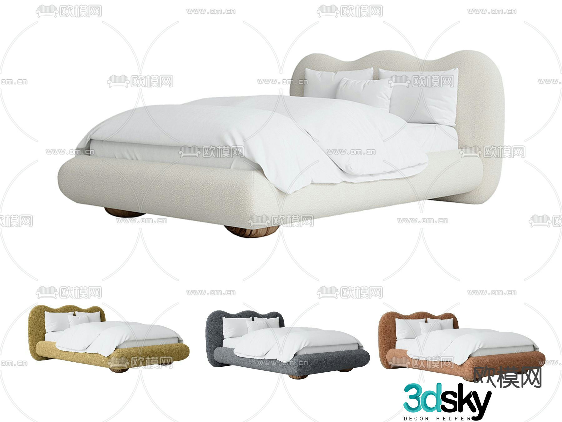 Cream style children’s bed 3d model