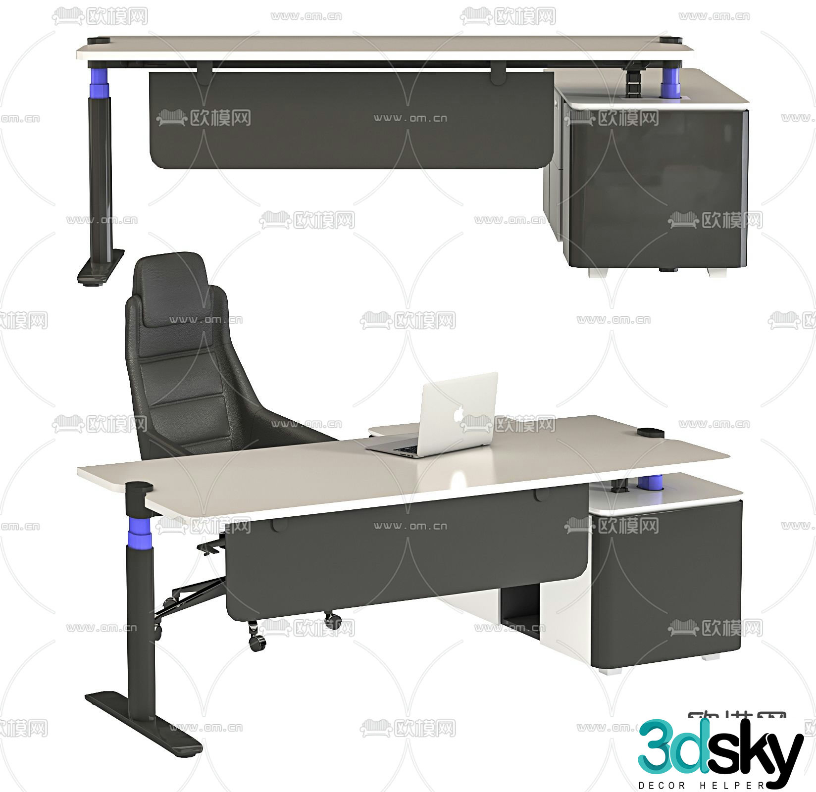 desk executive desk boss desk 3d model