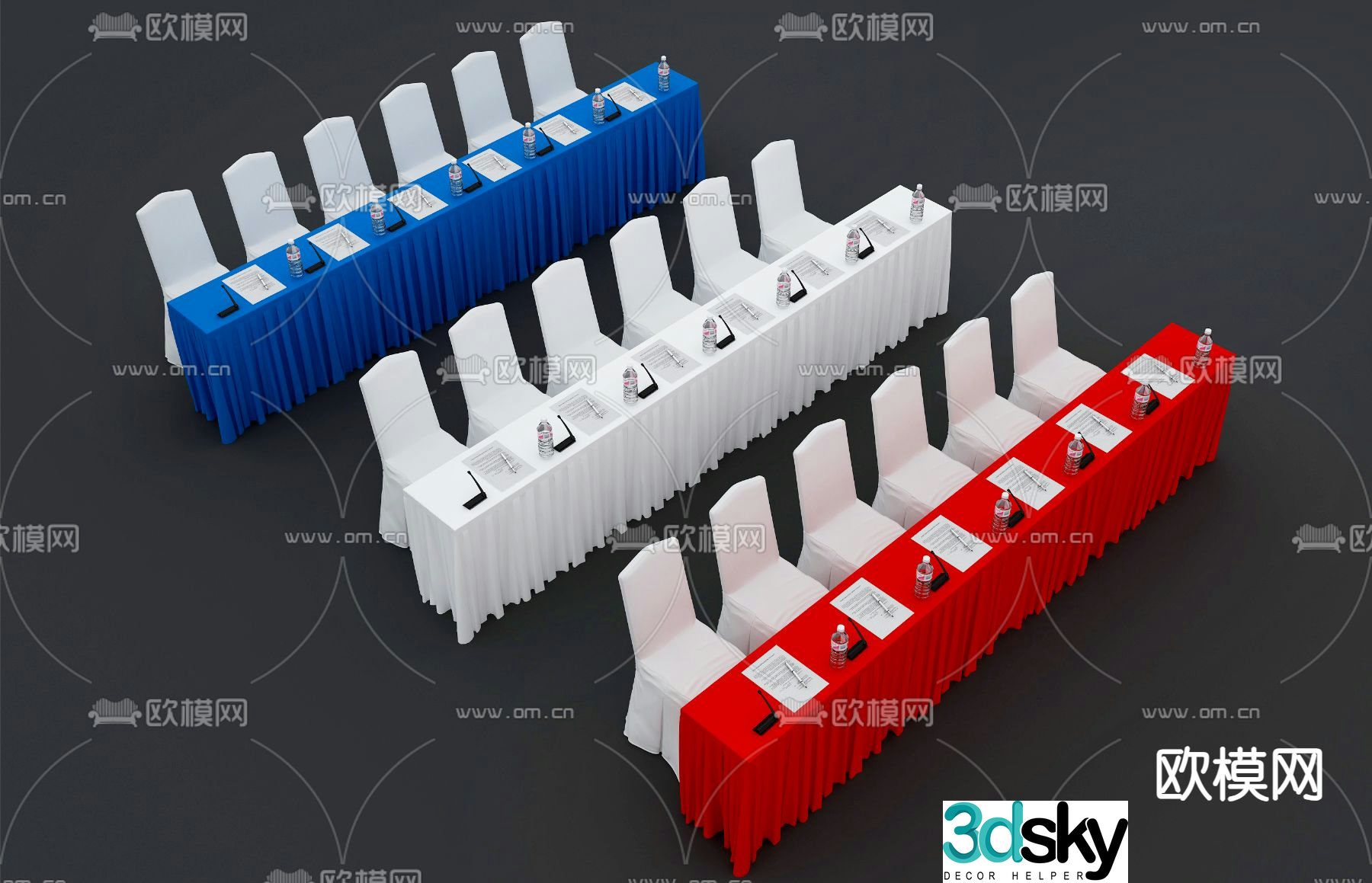 Conference table auditorium tables and chairs 3d model