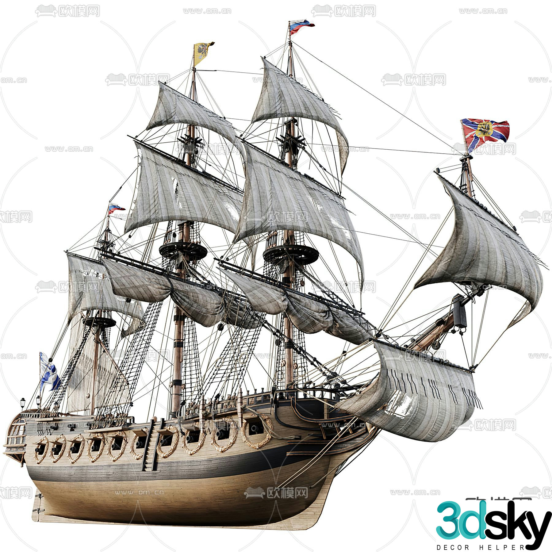 Nautical sailing ship warship pirate ship 3d model