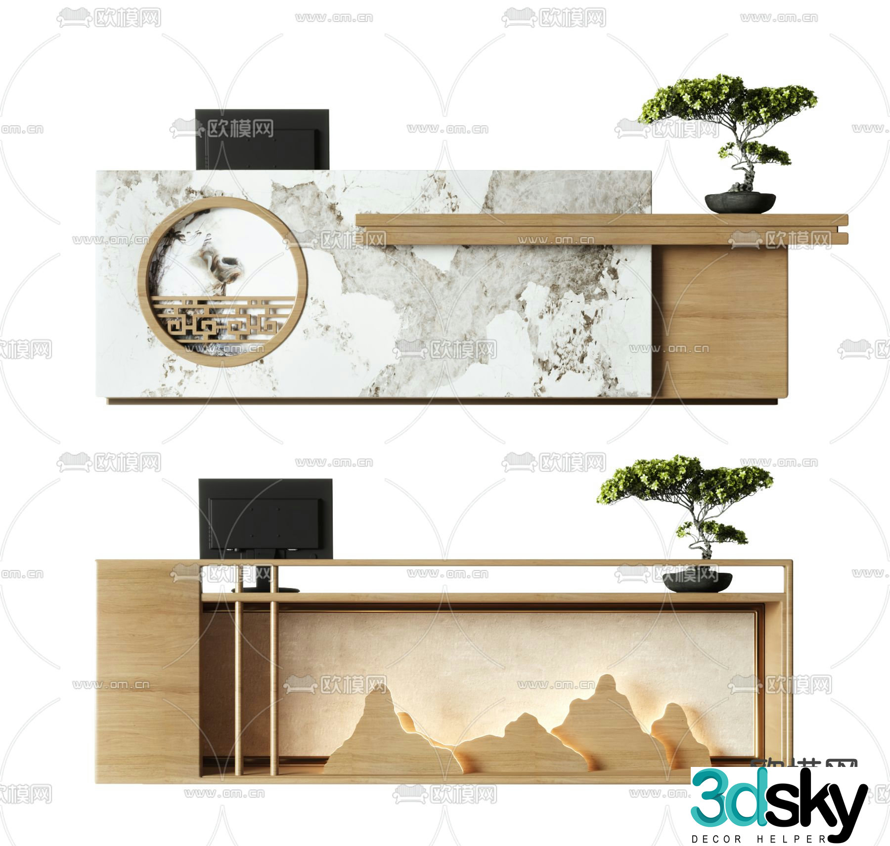 Front desk reception desk cashier desk service desk 3d model