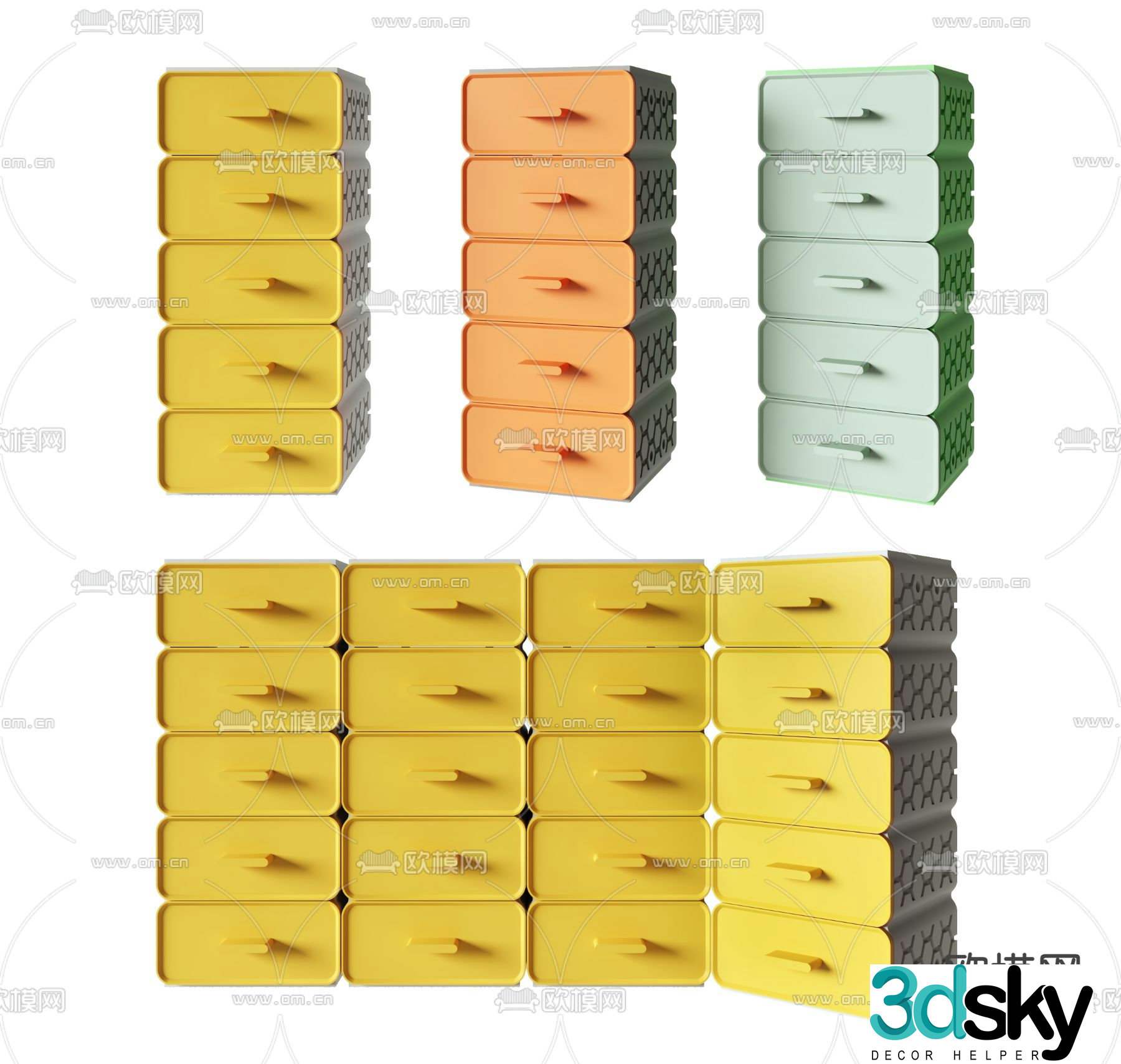 Children’s locker storage cabinet 3d model