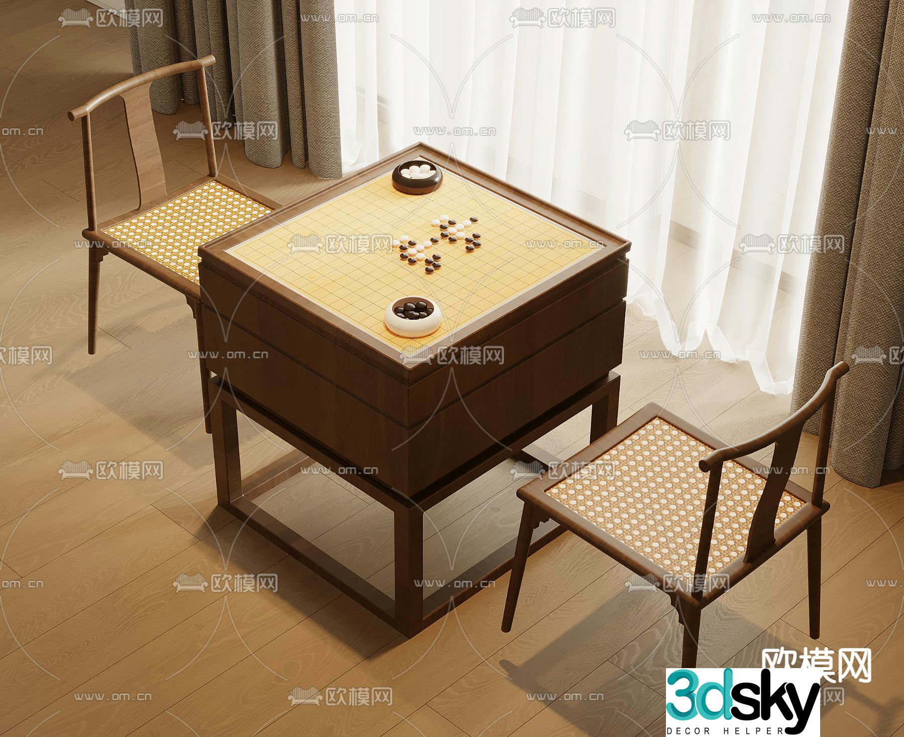 Go table chess board chess table 3d model