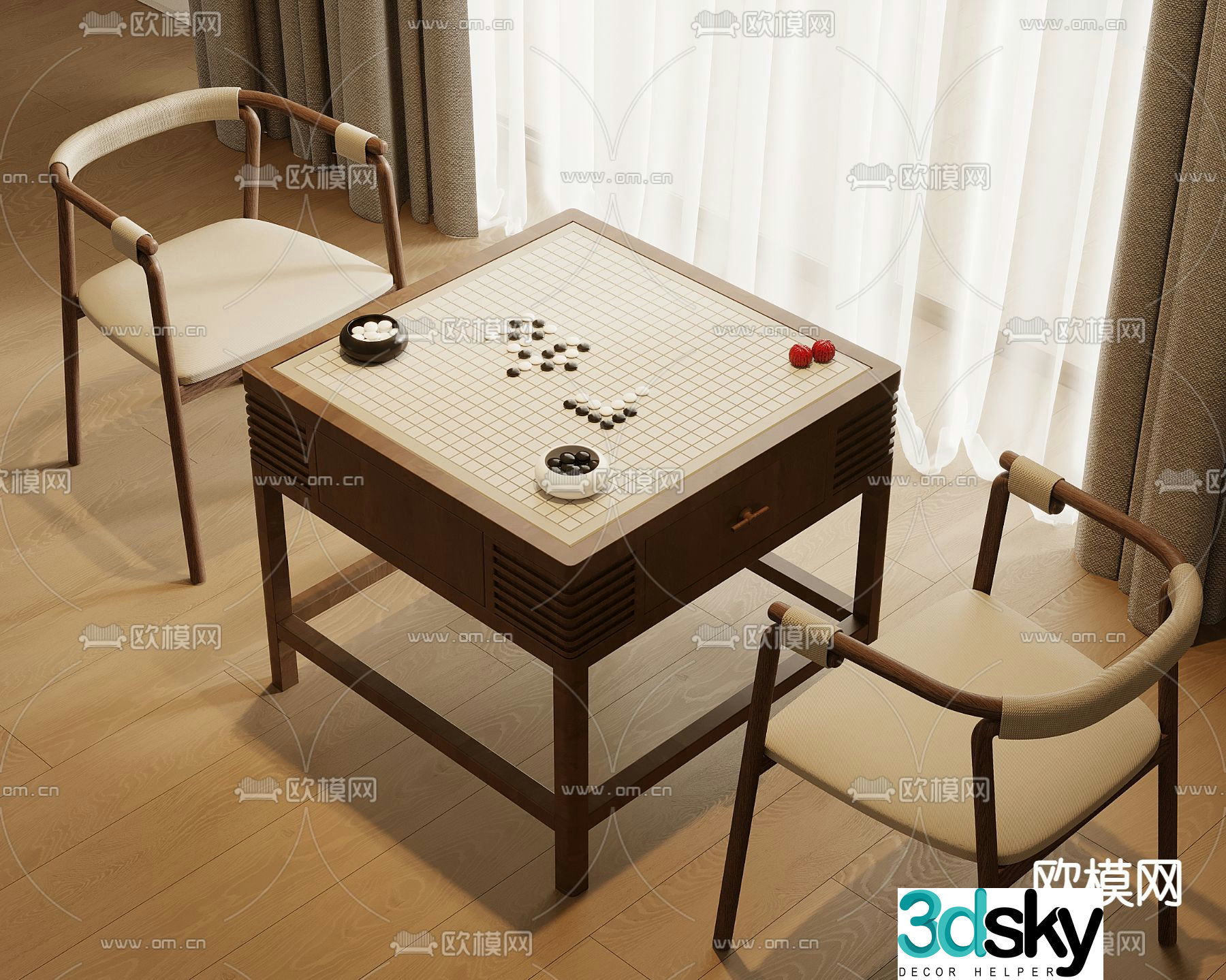 Go table chessboard 3d model
