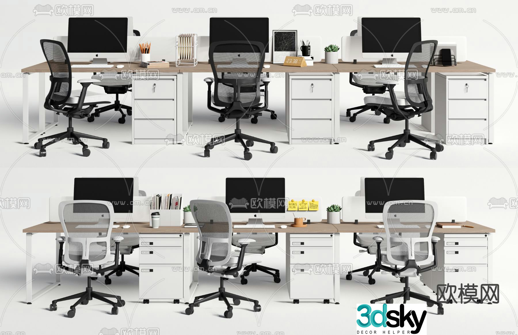 Card space desk post workstation 3D model